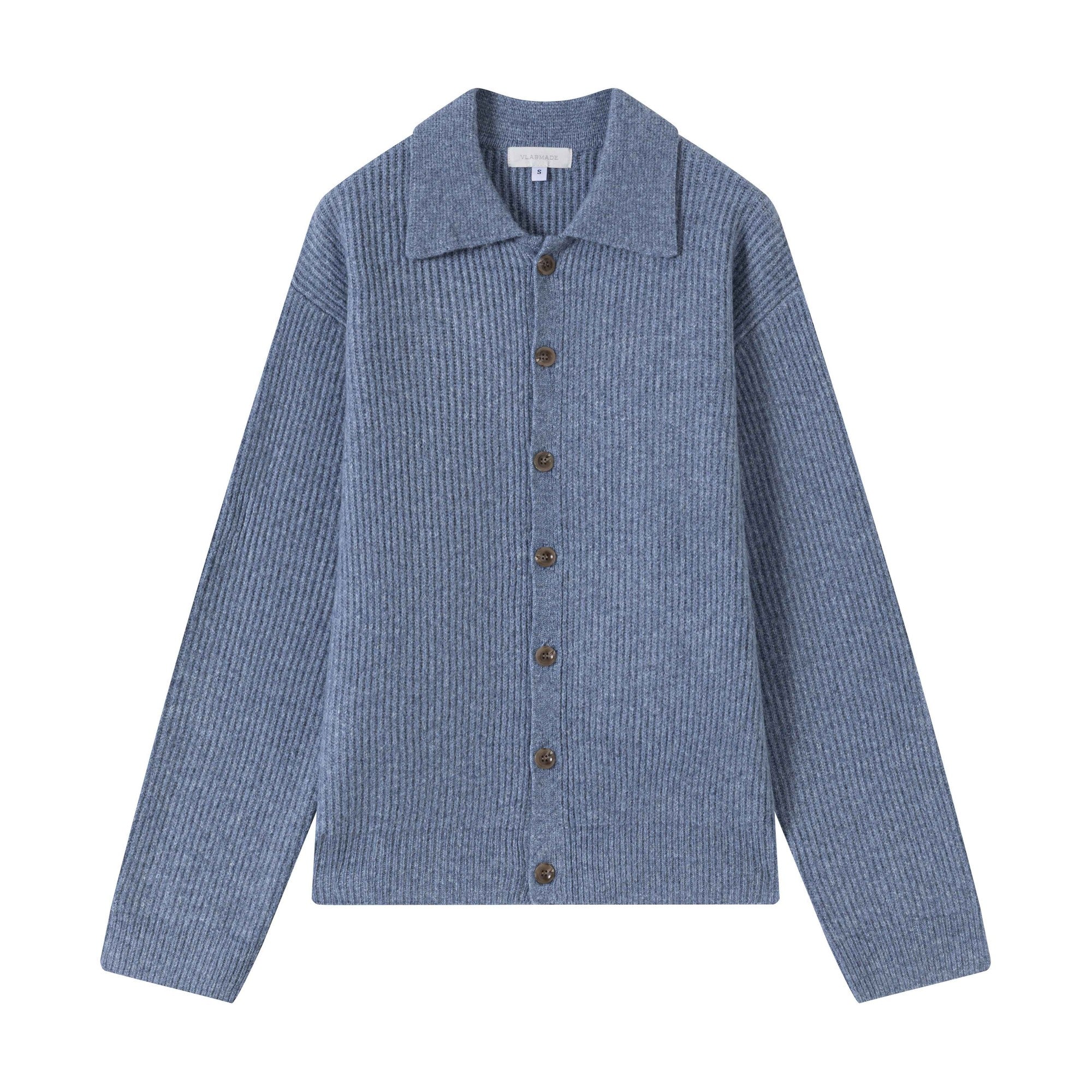 Colorblock Wool Blend Short Knit Turn Collar Regular Fit Unisex Street Cardigans main image