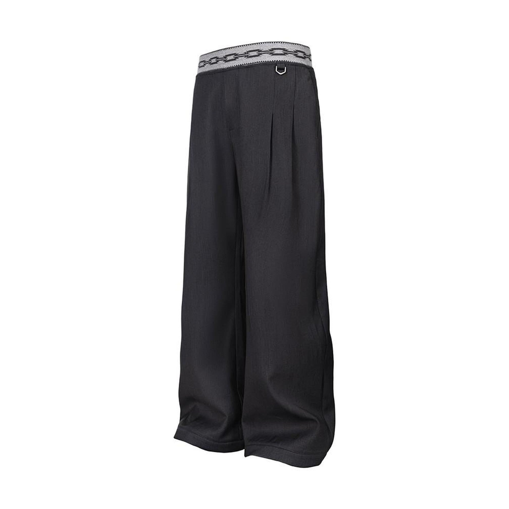 Comfortable Loose Fit Casual Cool Youth Solid Gray Full Length Wide Leg Pants main image