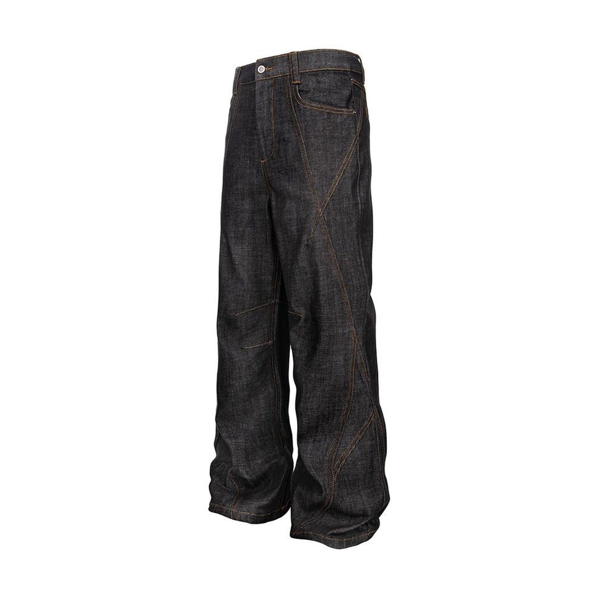 Comfortable Mid Rise Button Fly Casual Youth Commuter Black Straight Leg Jeans main image