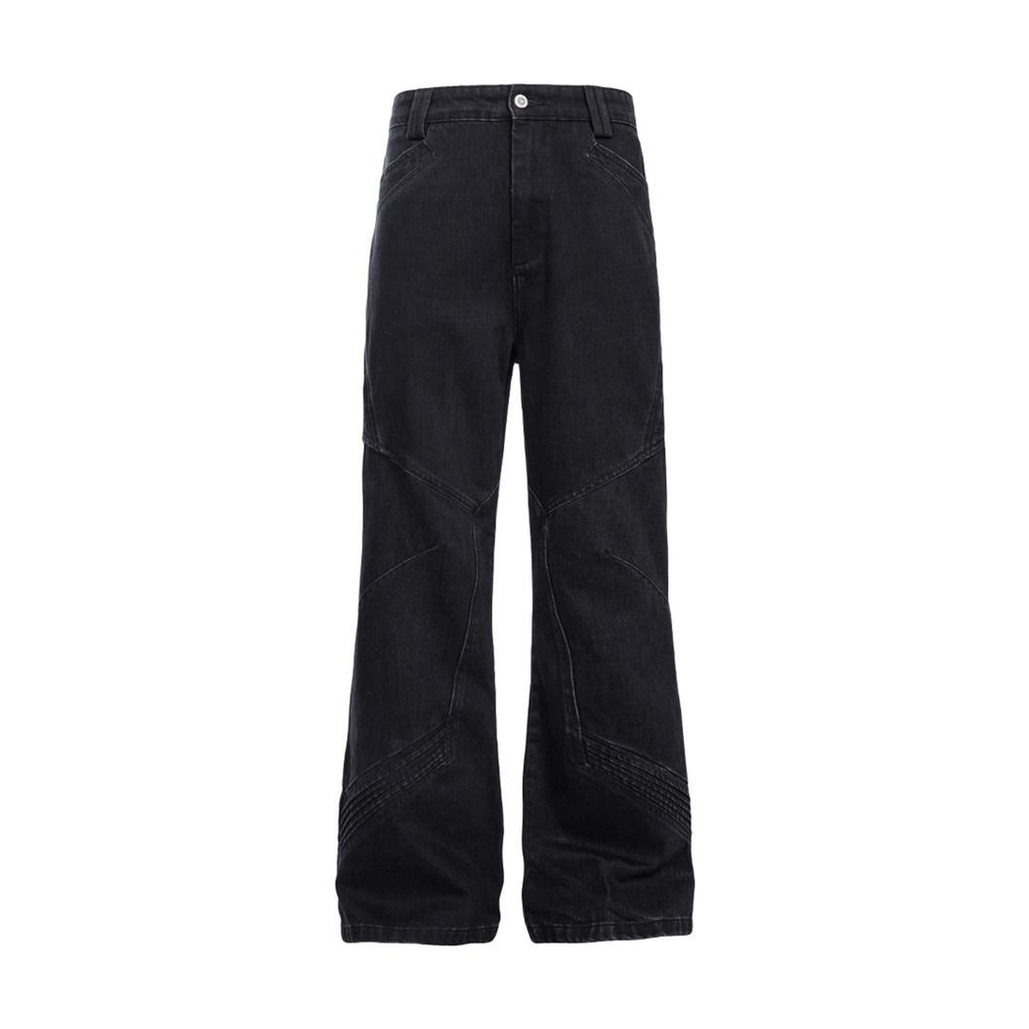 Comfortable Mid Rise Loose Fit Casual Black Button Fly Straight Leg Jeans main image