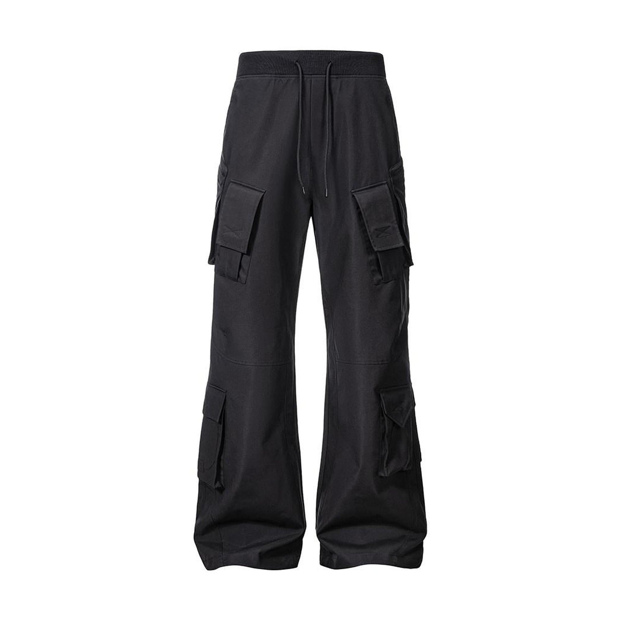 Comfortable Relaxed Straight Wide Leg Casual Daily Youth Black Gray Shell Pants main image