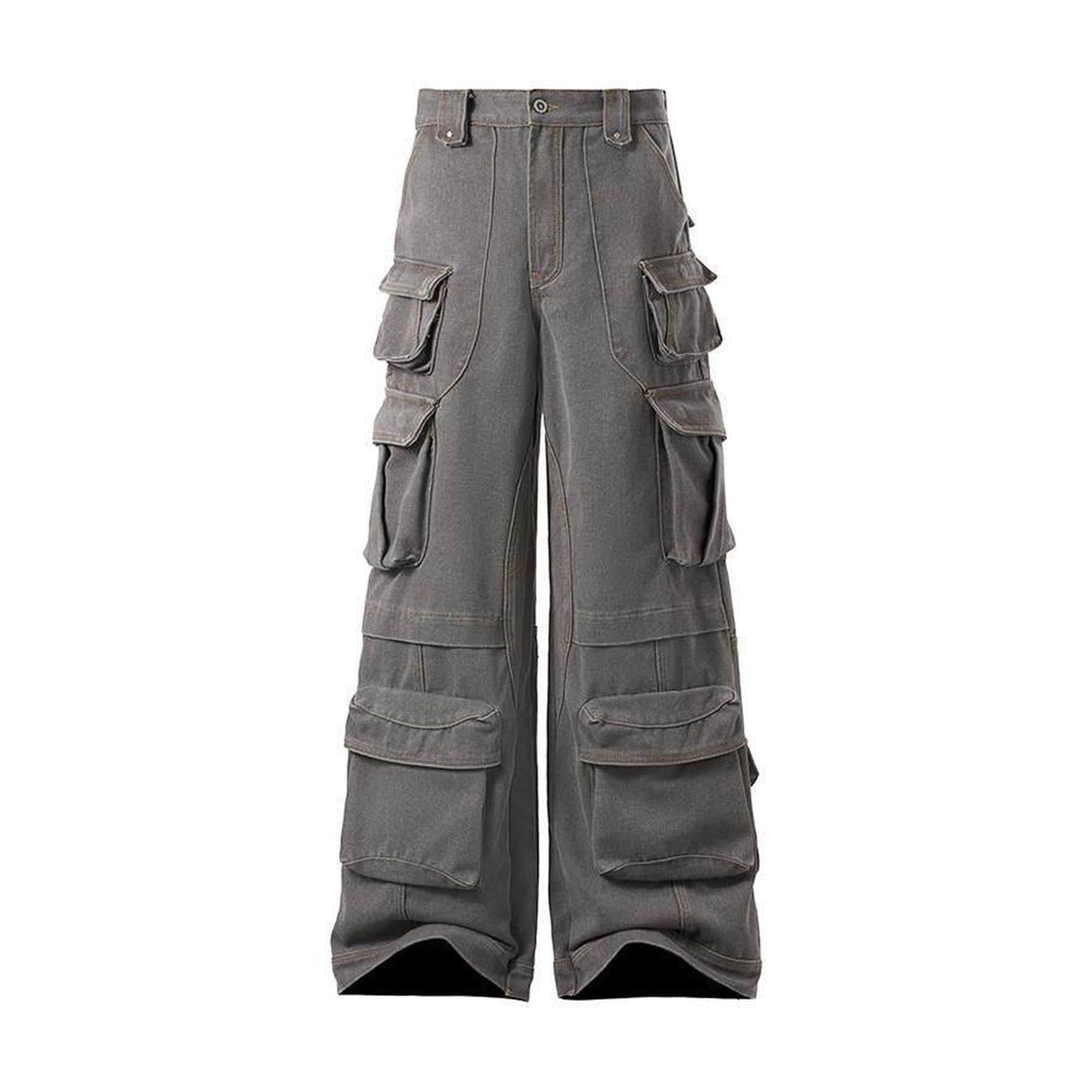 Comfy Relaxed Fit Youthful Casual Grey Brown Sizes M To 2Xl Straight Pants main image