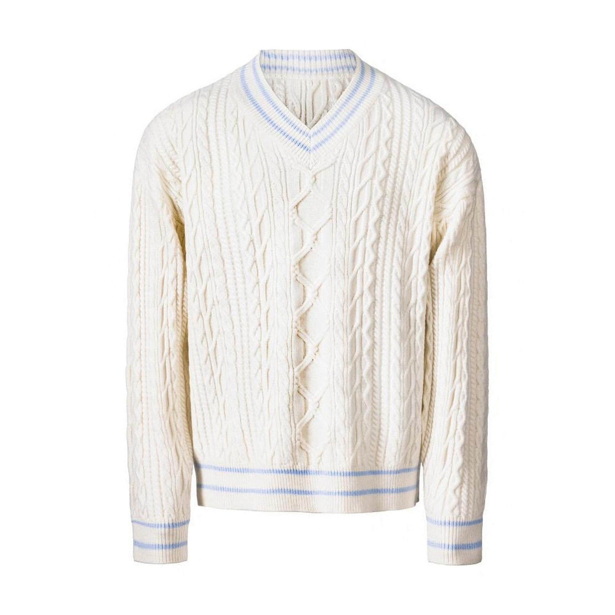 Cozy Jacquard Colorblock Relaxed Drop Shoulder V-neck Unisex Knitwear Sweaters main image