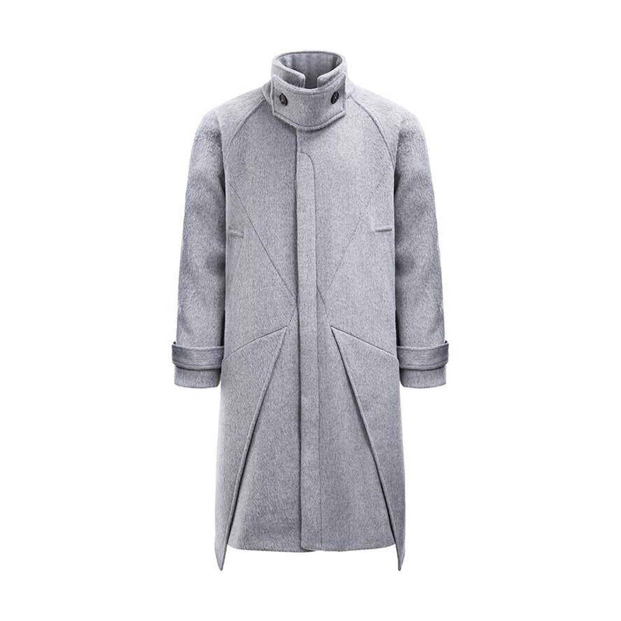 Cozy Longline Relaxed Fit Trendy Notched Lapel Single Breasted Gray Wool Coats main image