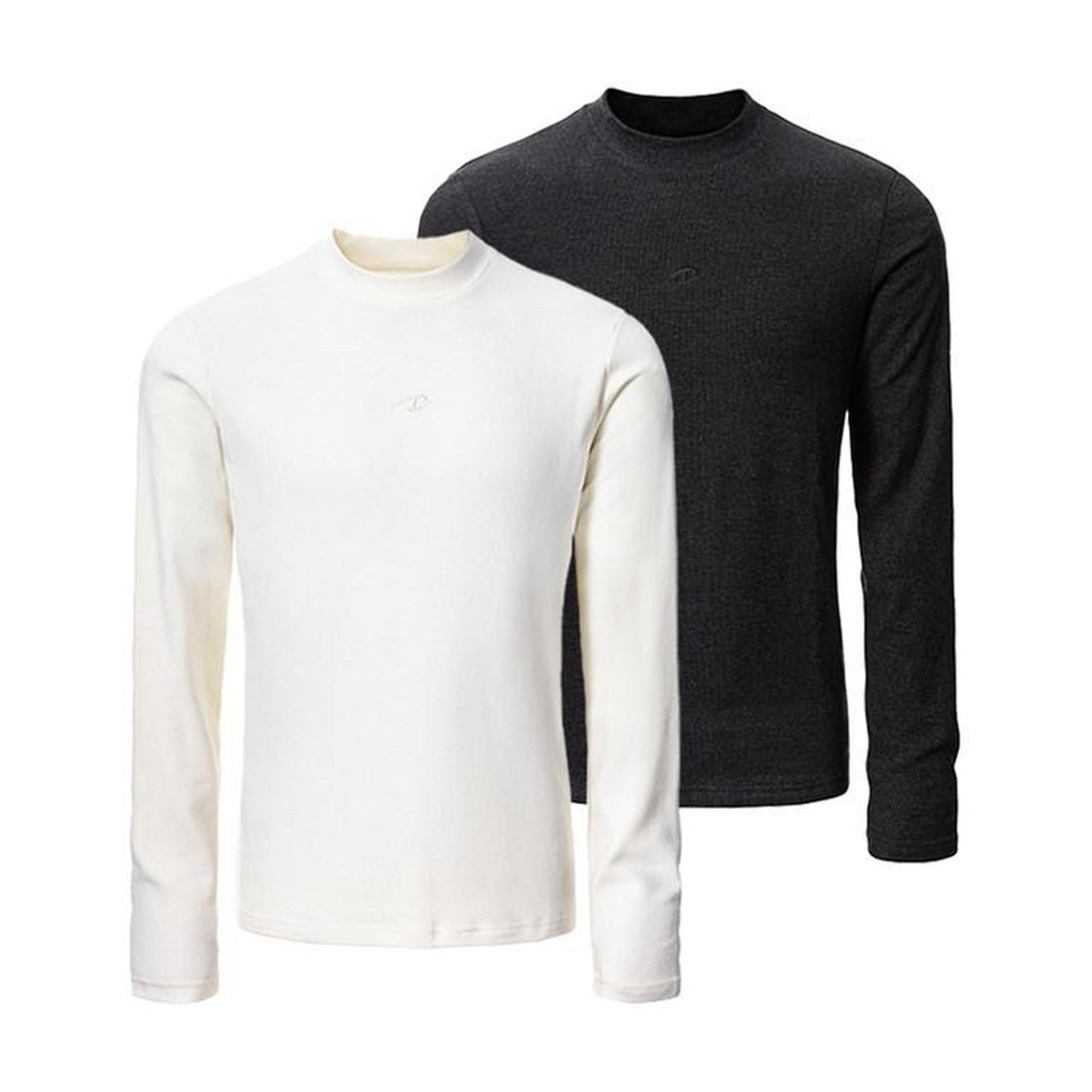 Cozy Thermal Crew Neck Solid Pullover Unisex Black White Long Sleeve T-Shirts main image