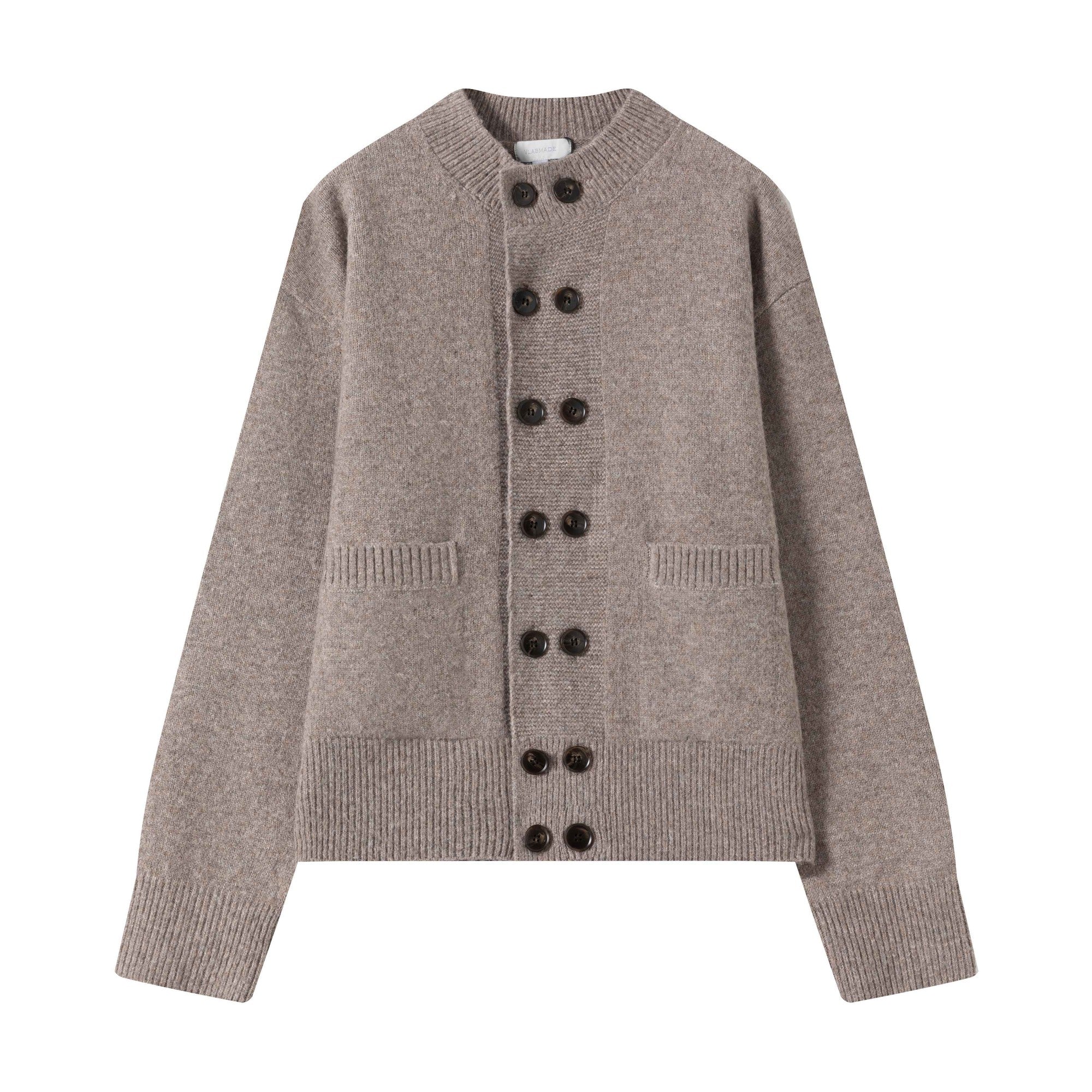 Cozy Wool Double Breasted Loose Fit Short Half Collar Unisex Daily Cardigans main image