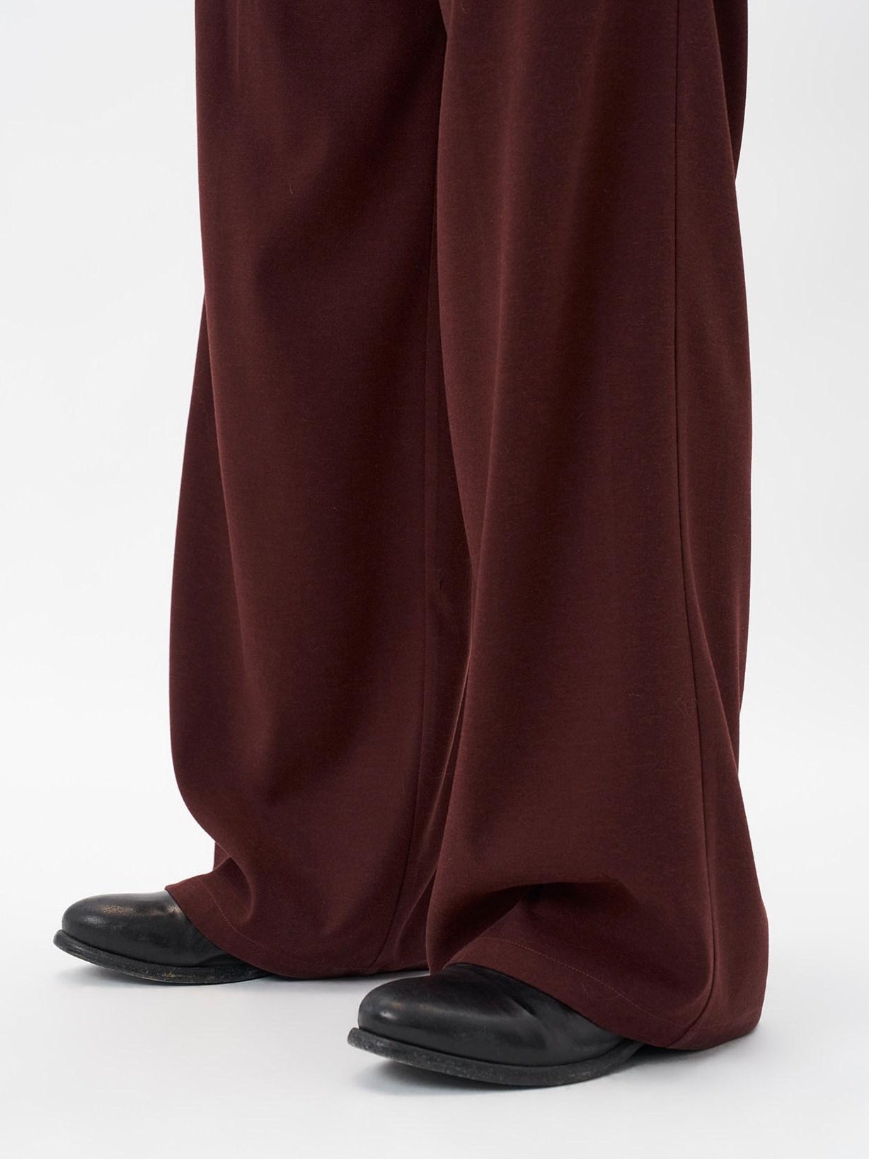 BALITONE No Iron Straight Cut Mid Rise Dark Wine Polyester Straight-Leg Casual Trousers