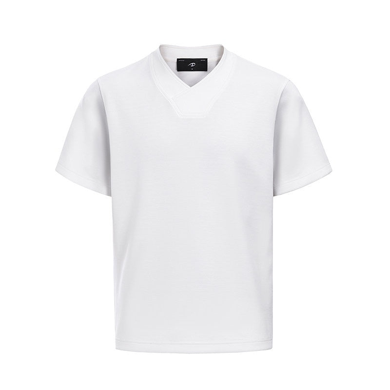 CATSSTAC_Lightweight_V-neck_Loose_Fit_Trendy_Youth_Daily_Solid_Short_Sleeve_T-Shirts_MISSTT