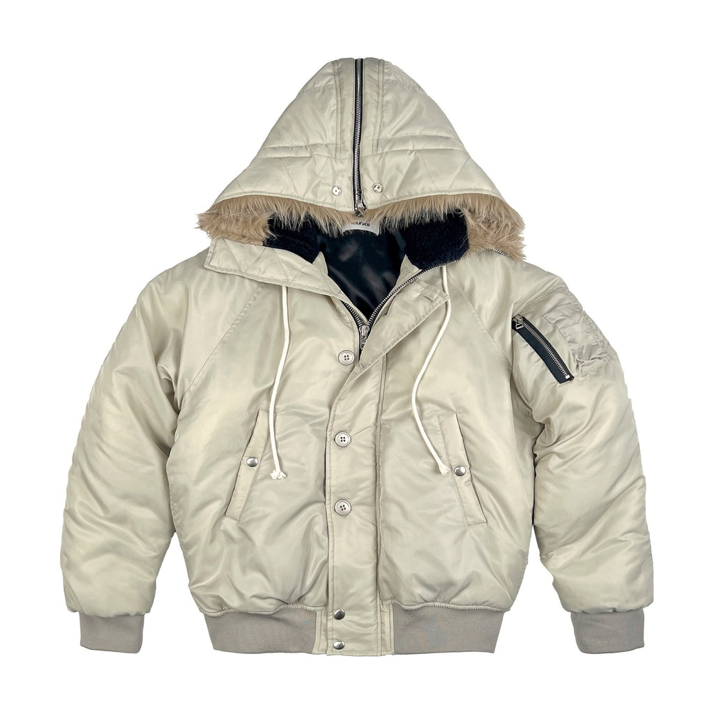 Detachable Collar Thick Hooded Short Cleanfit Youthful Black Grey Puffer Jackets main image