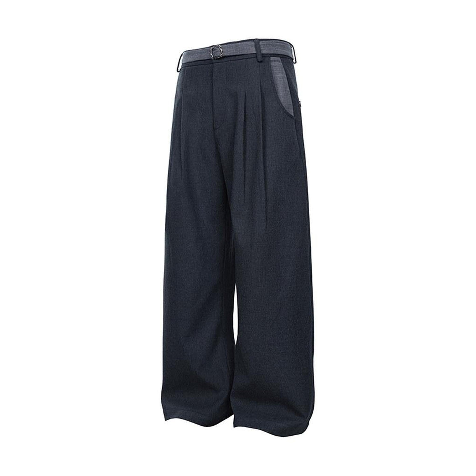 Detachable Design Relaxed Loose Fit Casual Youth Dark Gray Ash Wide Leg Pants main image