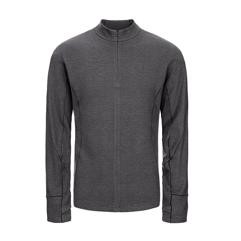 CATSSTAC Thermal Zip Stand Collar Oversized Casual Unisex Black Grey Long Sleeve T-Shirts