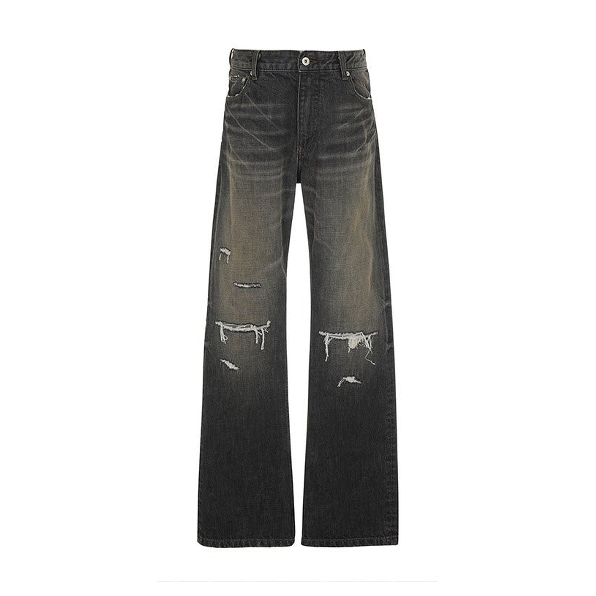 Distressed Mid Rise Washed Fitted Flare Casual Teen Black Flared Jeans main image