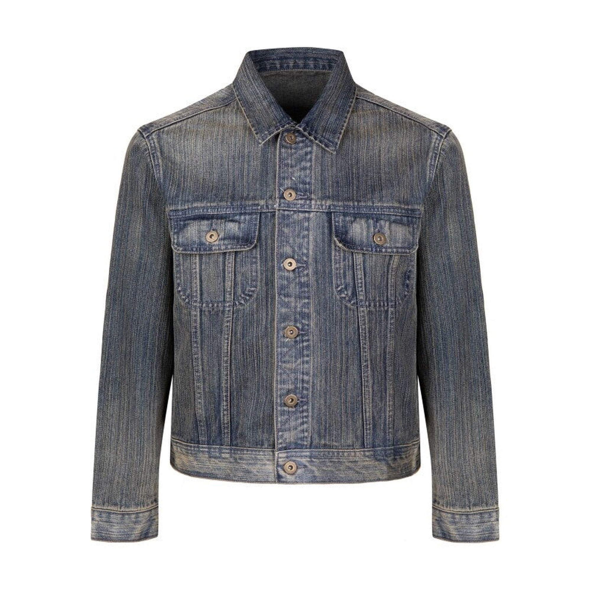 Durable 100 Percent Cotton Ribbed Hem Cropped Retro Mens Casual Trucker Jackets main image