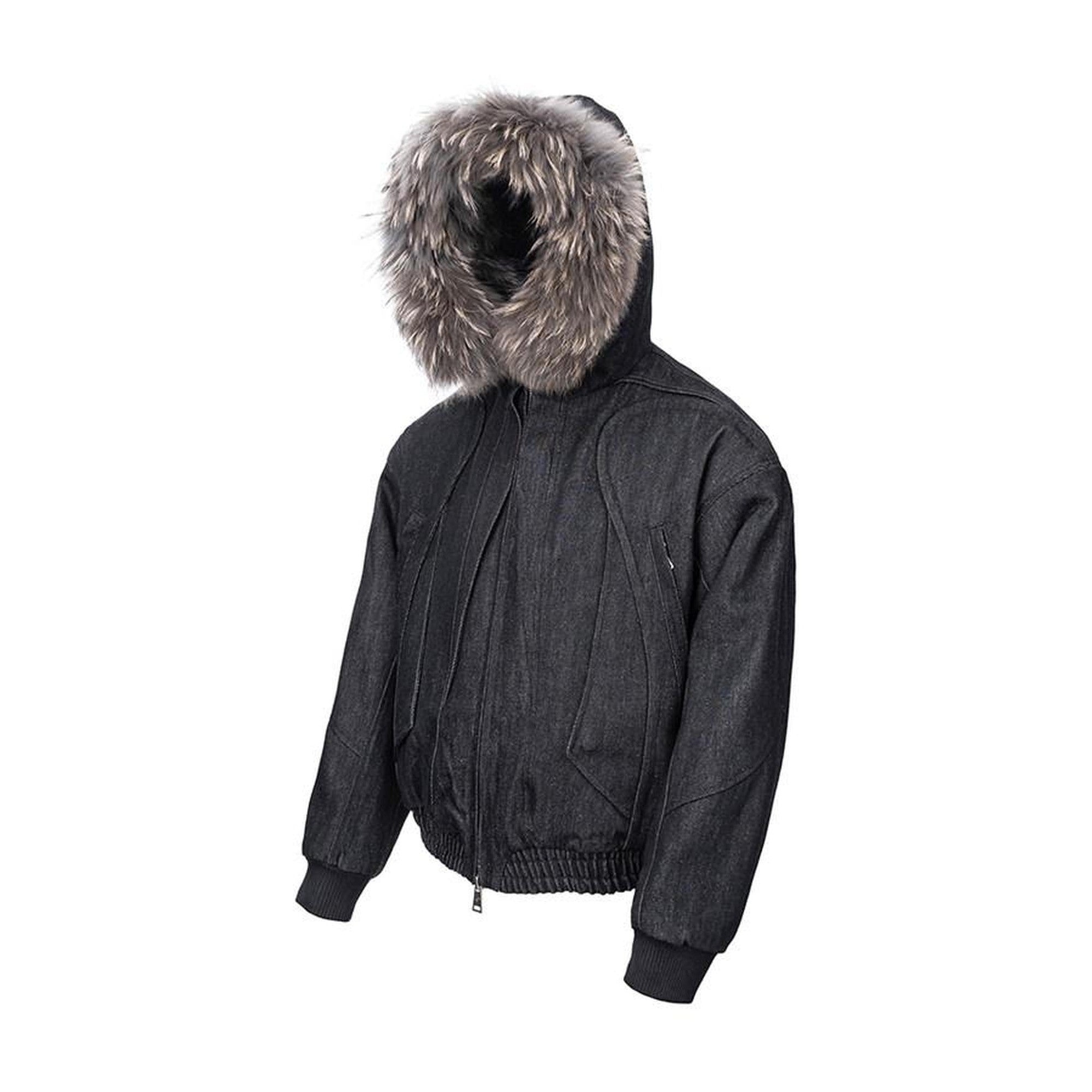 Durable Hooded Oversized Vintage Black Unisex Zipper Long Sleeve Denim Jackets main image