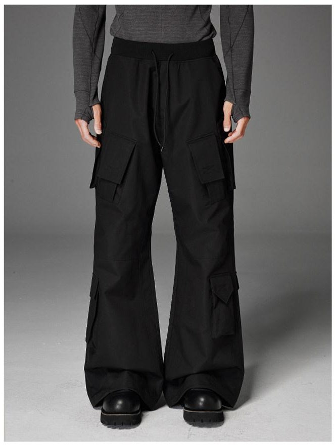 CATSSTAC Comfortable Relaxed Straight Wide Leg Casual Daily Youth Black Gray Shell Pants