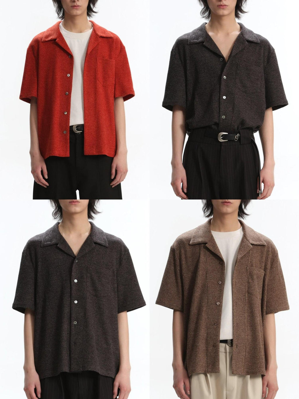 4JUNKS Durable Loose Cuban Collar Button Short Sleeve Unisex Casual Polyester Shirts