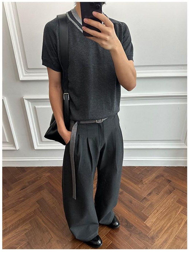 CATSSTAC Detachable Design Relaxed Loose Fit Casual Youth Dark Gray Ash Wide Leg Pants