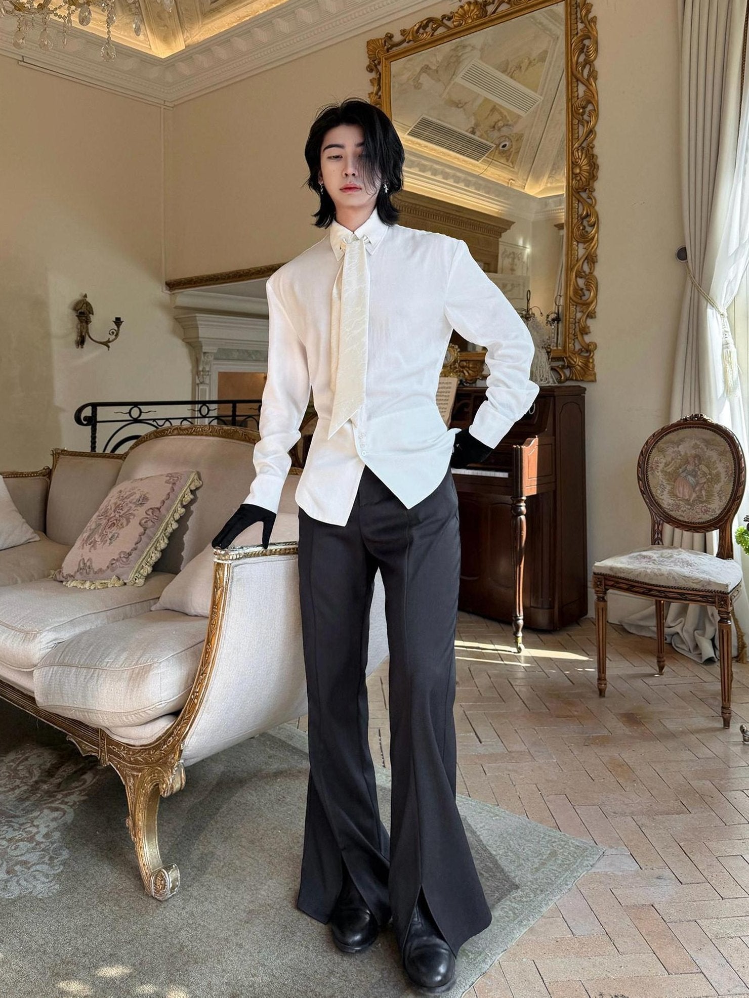 BALITONE Lyocell Linen Slim Waist 3D Tailored British Unisex Casual Long Sleeve Shirts