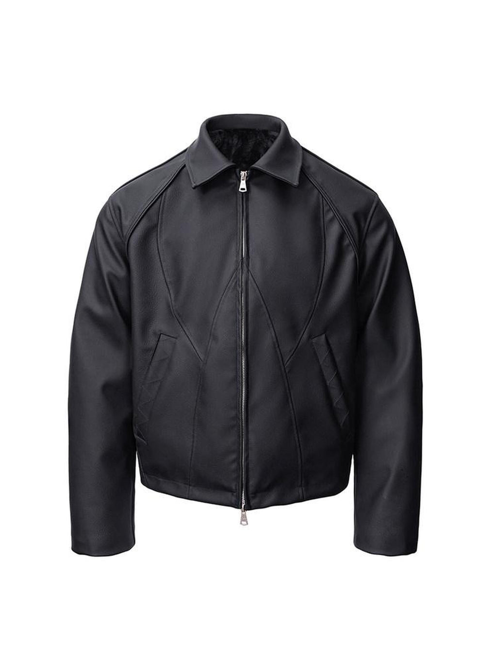 CATSSTAC Oversized Mountain Embossed Lapel Zip Casual Unisex Thick Leather Jackets