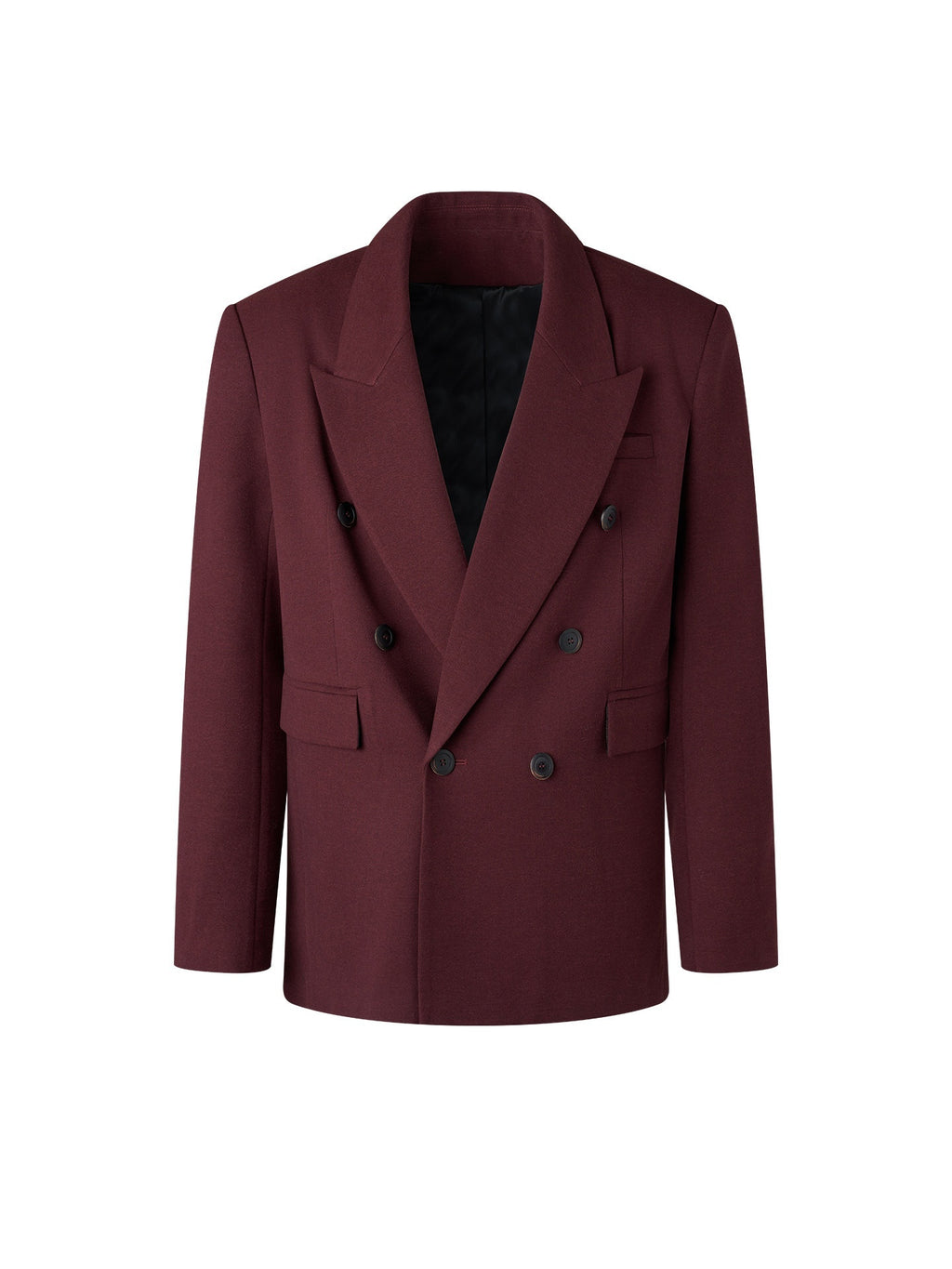 BALITONE_Burgundy_Black_Buttoned_Peak_Lapel_Business_Casual_Rear_Vent_Oversized_Suits_MISSTT