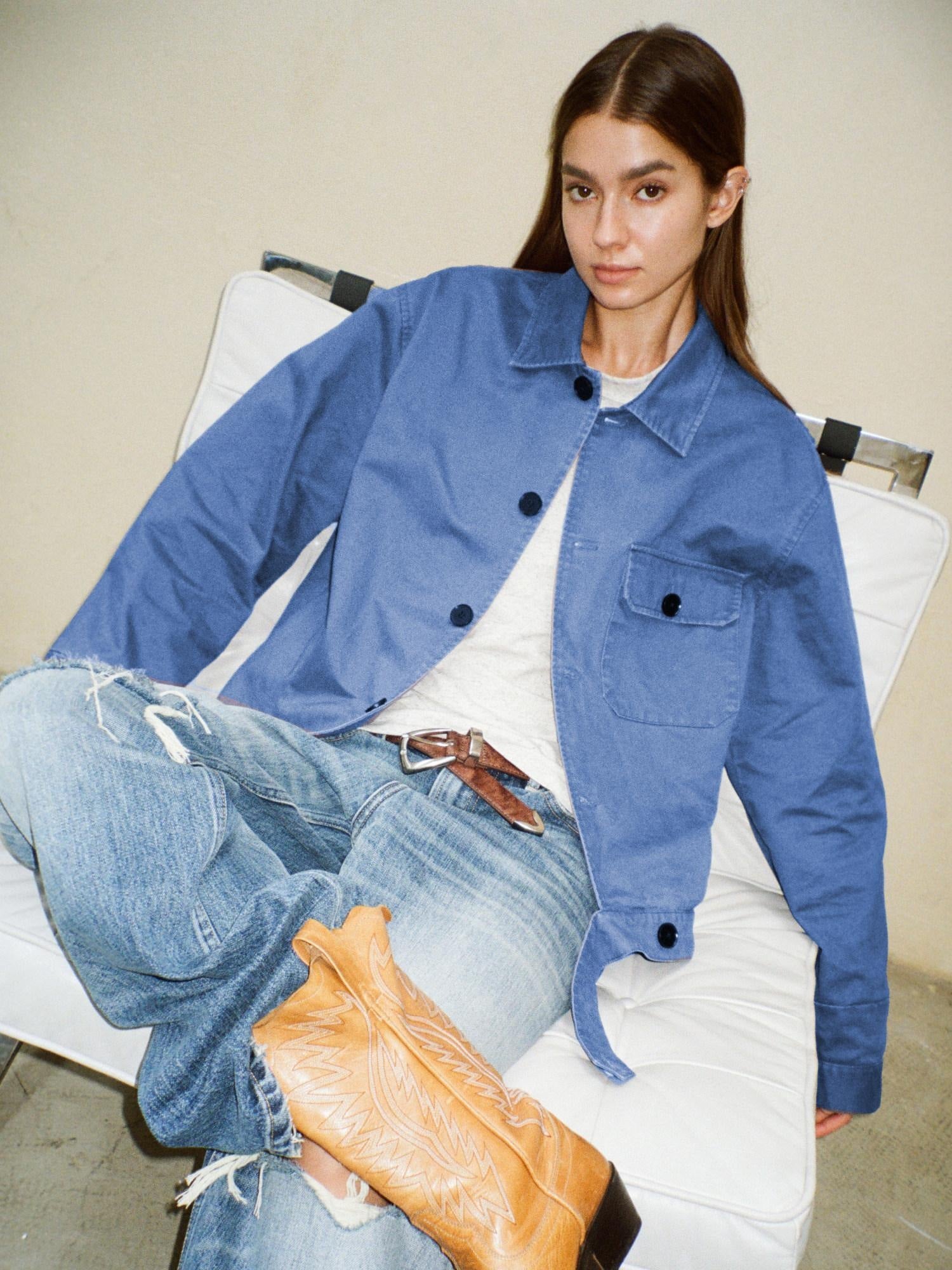 VLABMADE Washed Cotton Twill Loose Fit Pocket Short Length Elegant Unisex Overshirts