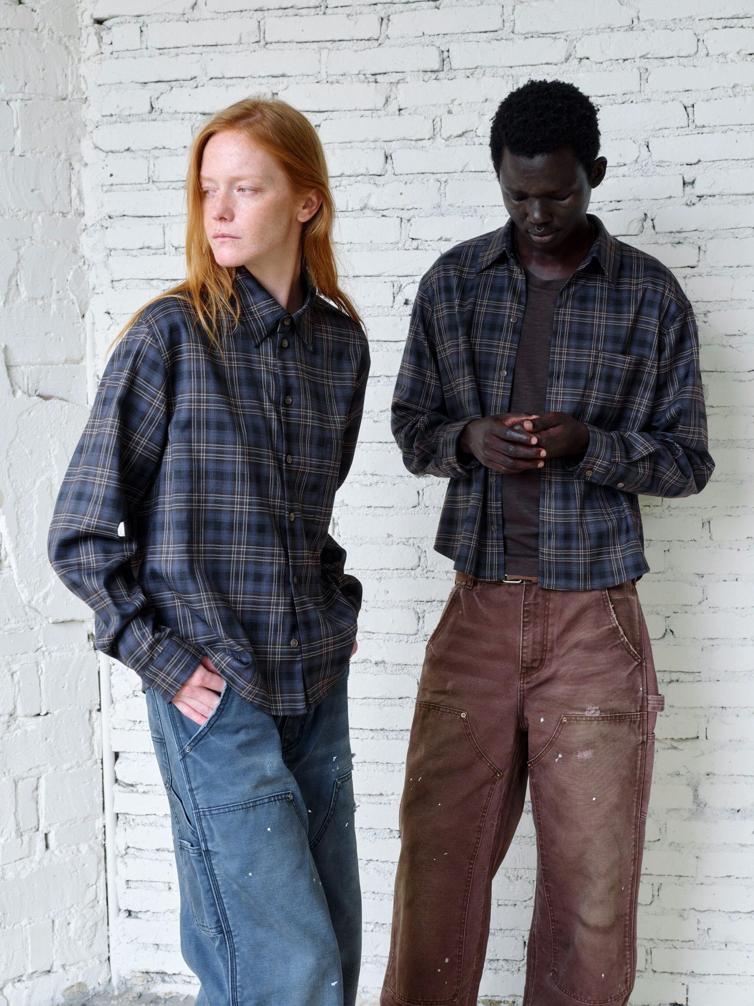 VLABMADE Wrinkle Resistant Relaxed Patch Pocket Unisex Midnight Blue Long Sleeve Shirts
