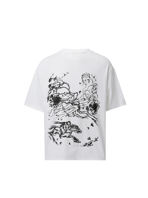 BALITONE_100_Percent_Cotton_Loose_Crewneck_Unisex_Scenic_Print_Graphic_T-Shirts_MISSTT
