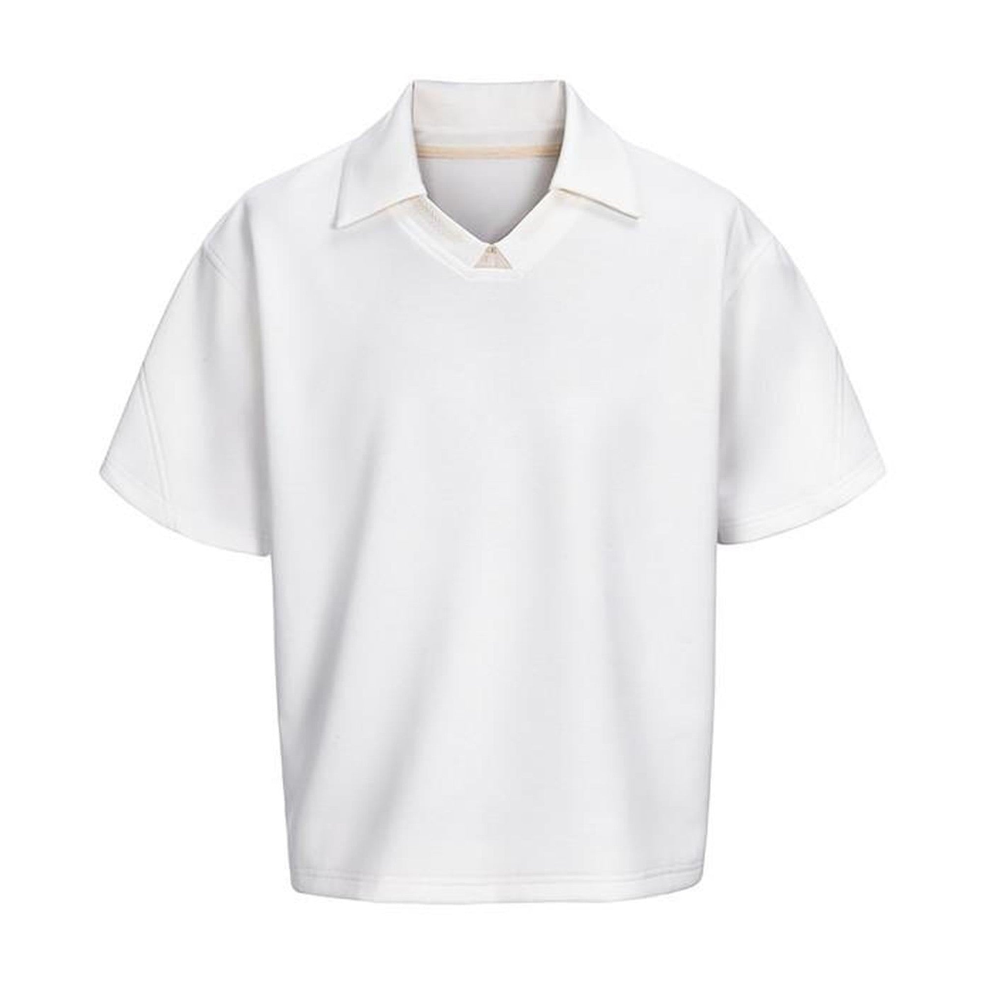 Embroidered Loose Drop Shoulder Trendy Men Casual Black Short Sleeve T-Shirts main image