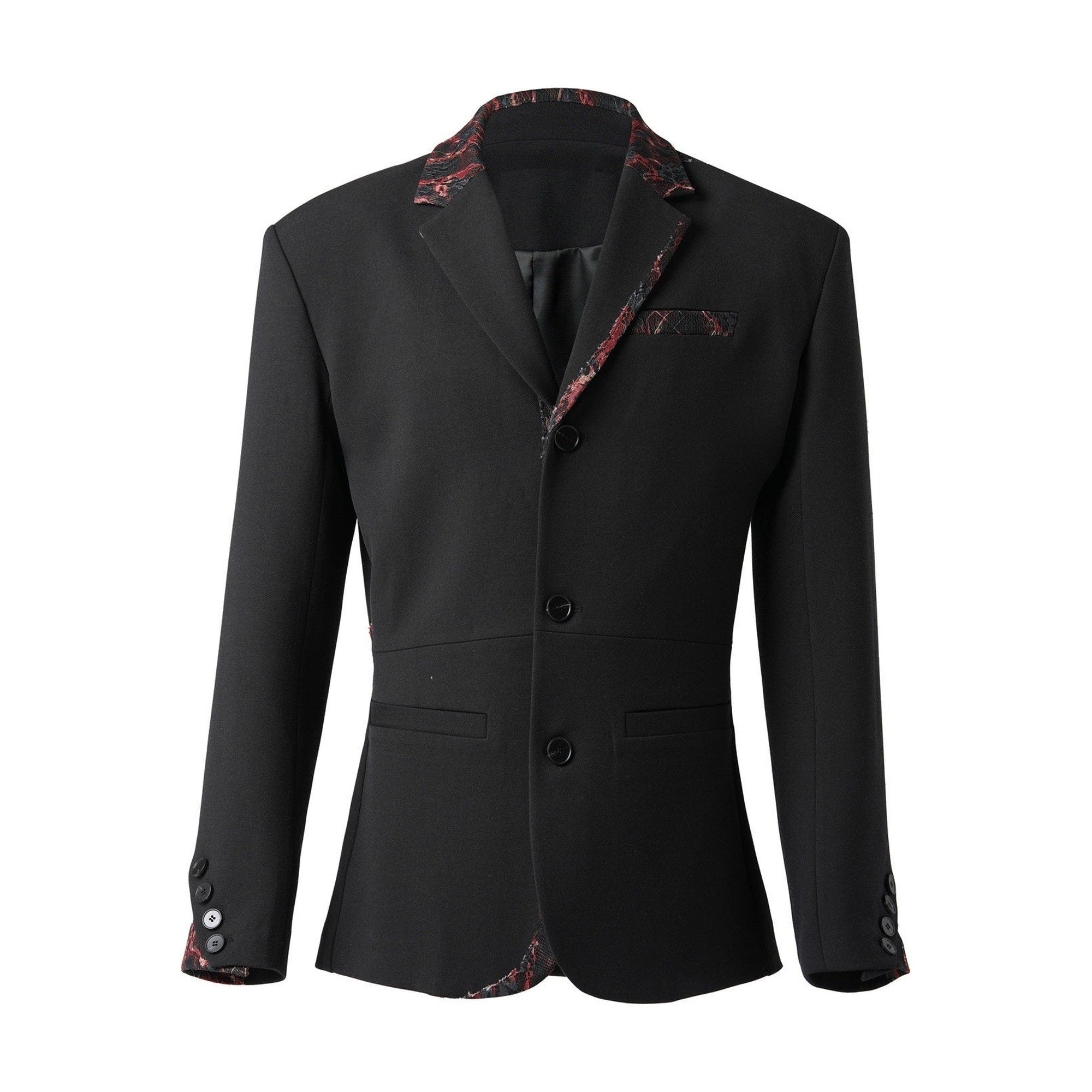 Embroidered Patchwork Loose Fit Luxe Mens Casual Black Blazer & Trousers Sets main image
