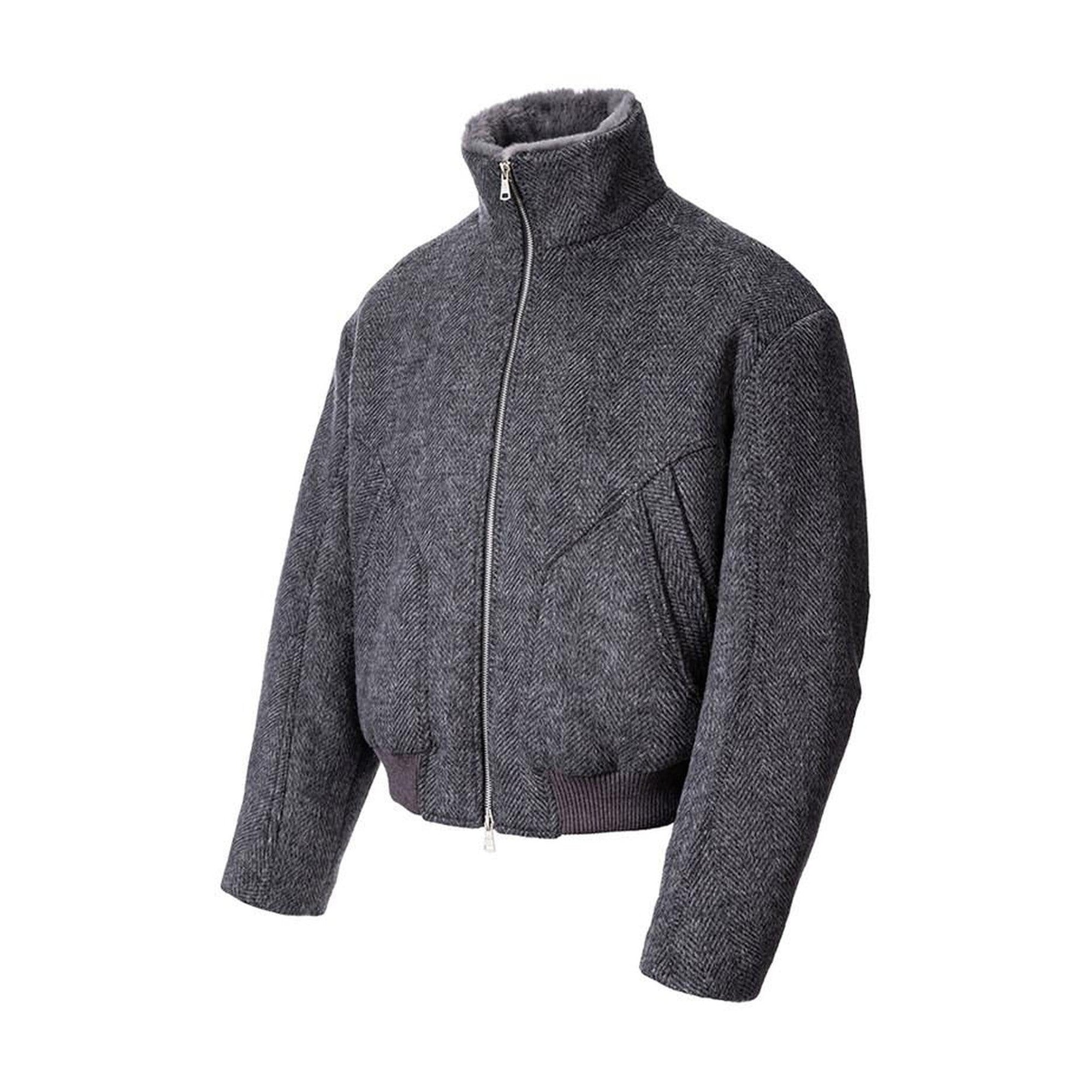 Extra Warm Loose Stand Collar Casual White Duck Down Dark Gray Down Jackets main image