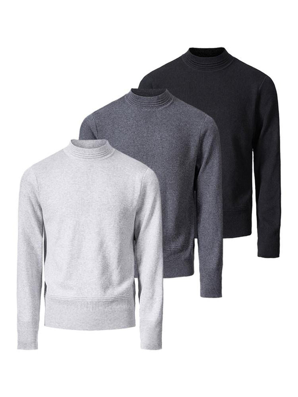 CATSSTAC Soft Loose Mock Neck Warm Casual Unisex Knit Black Gray Sweaters