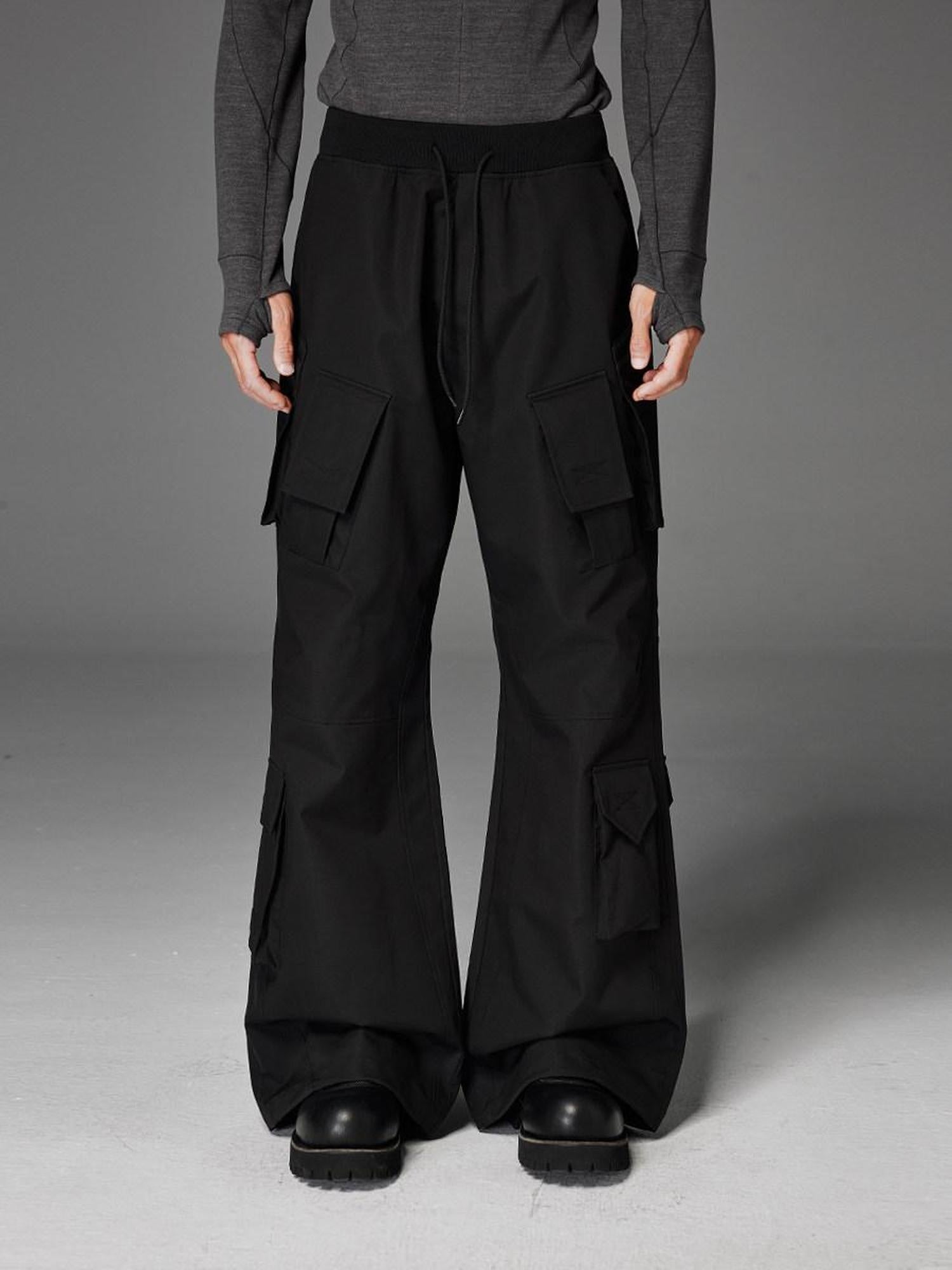 CATSSTAC Comfortable Relaxed Straight Wide Leg Casual Daily Youth Black Gray Shell Pants