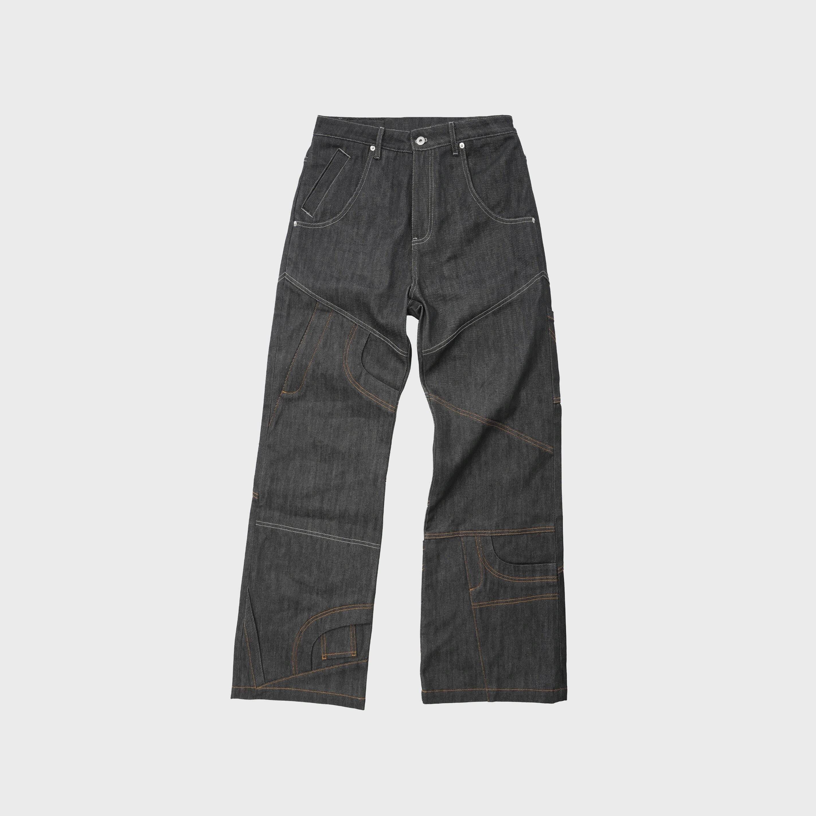 4JUNKS_Wrinkle_Free_Breathable_Relaxed_Straight_Midrise_Casual_Raw_Denim_Straight_Pants_MISSTT