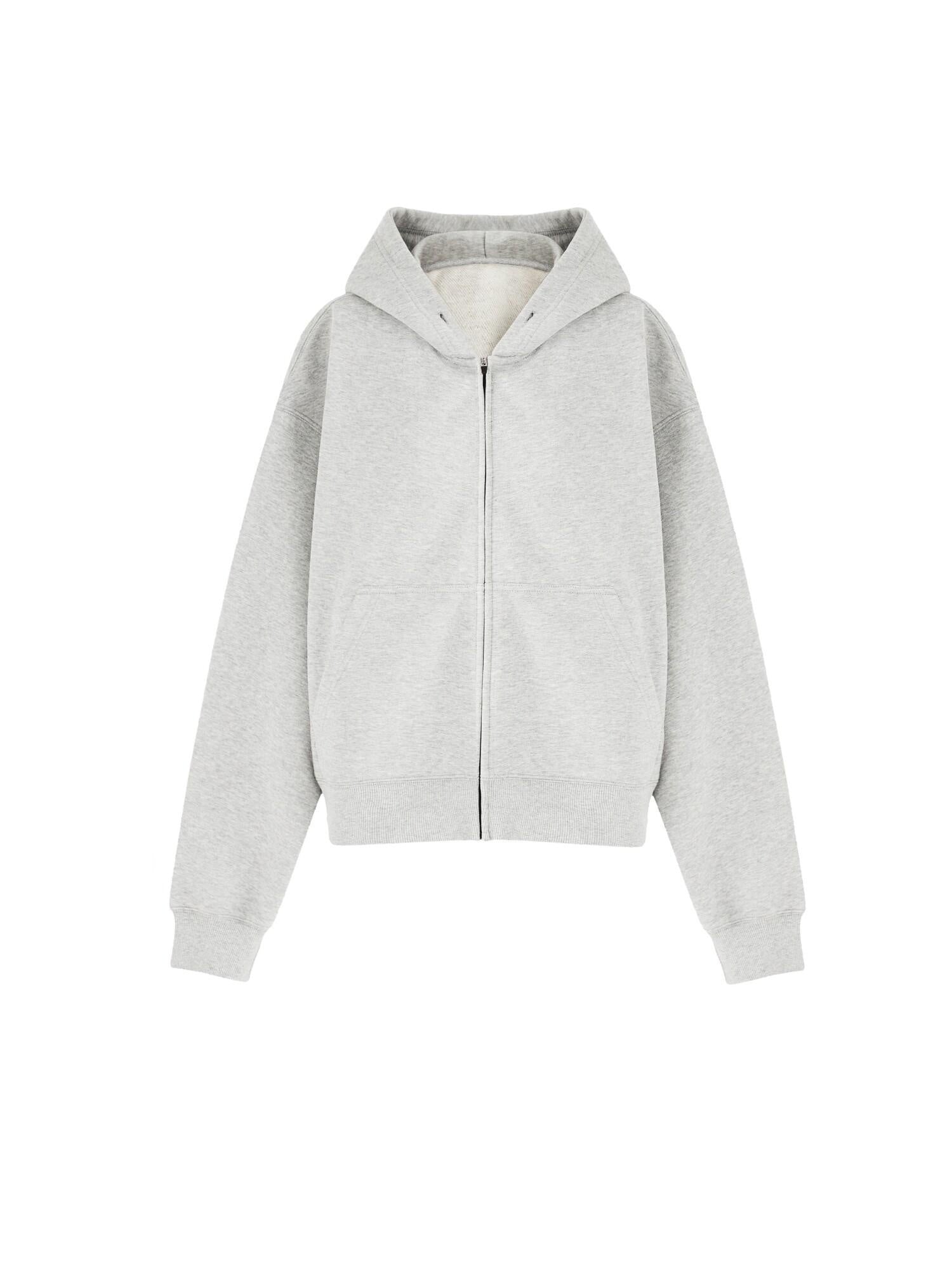 VLABMADE Thick Brushed Cotton Loose Cropped Hooded Patch Pockets Women Zip Hoodies