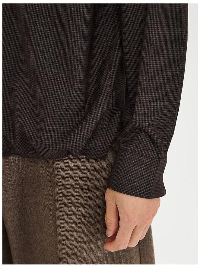 CATSSTAC Polyester Blend Loose Polo Collar Long Sleeve Button Cardigan Unisex Brown Shirts