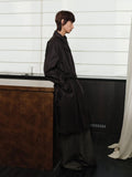 4JUNKS Thin Cotton Blend Stand Collar Single Breasted Cool Unisex Black Long Coats