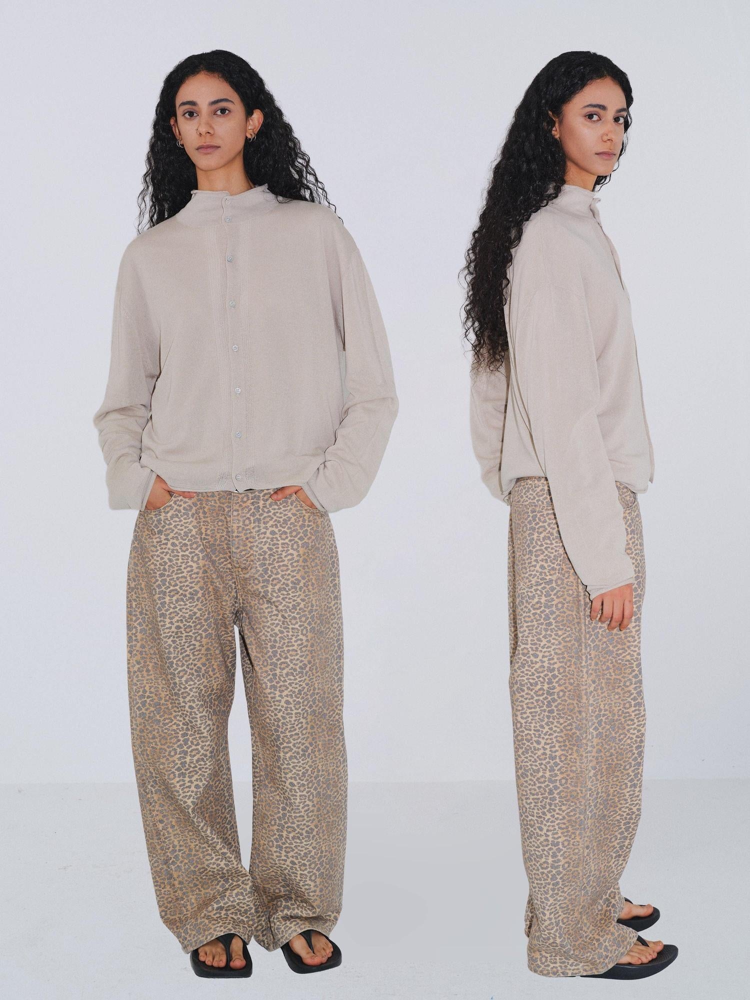 VLABMADE Soft Linen Blend Loose Fit Rolled Hem Unisex Cropped Knit Button Cardigans