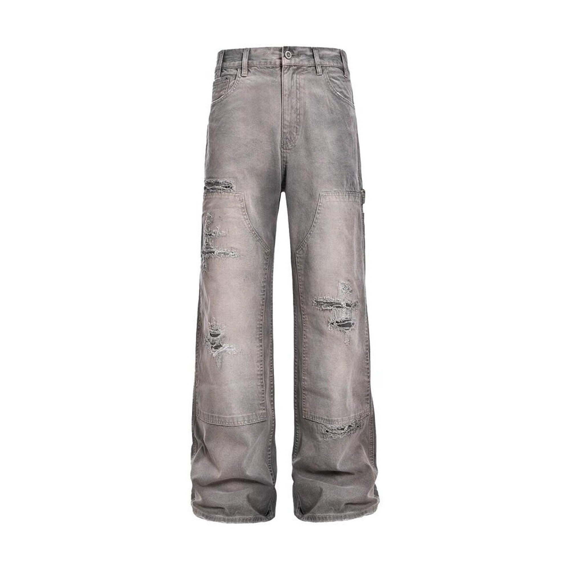 Grey Mid Rise No Stretch Relaxed Straight Youth Sizes M L Xl 2Xl Straight Pants main image