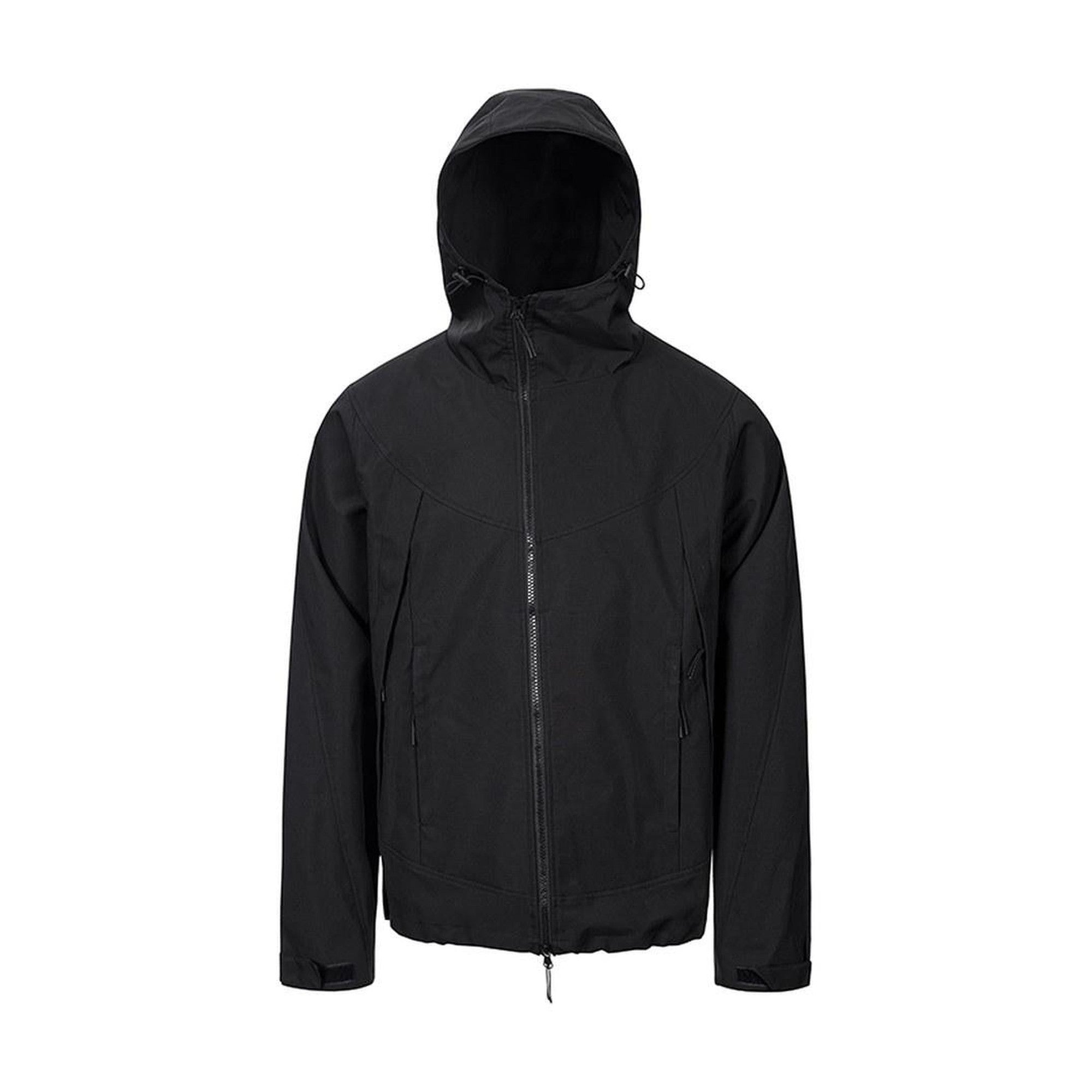 Hooded Windproof Loose Fit Casual Unisex Black Gray Zip Shell Jackets main image