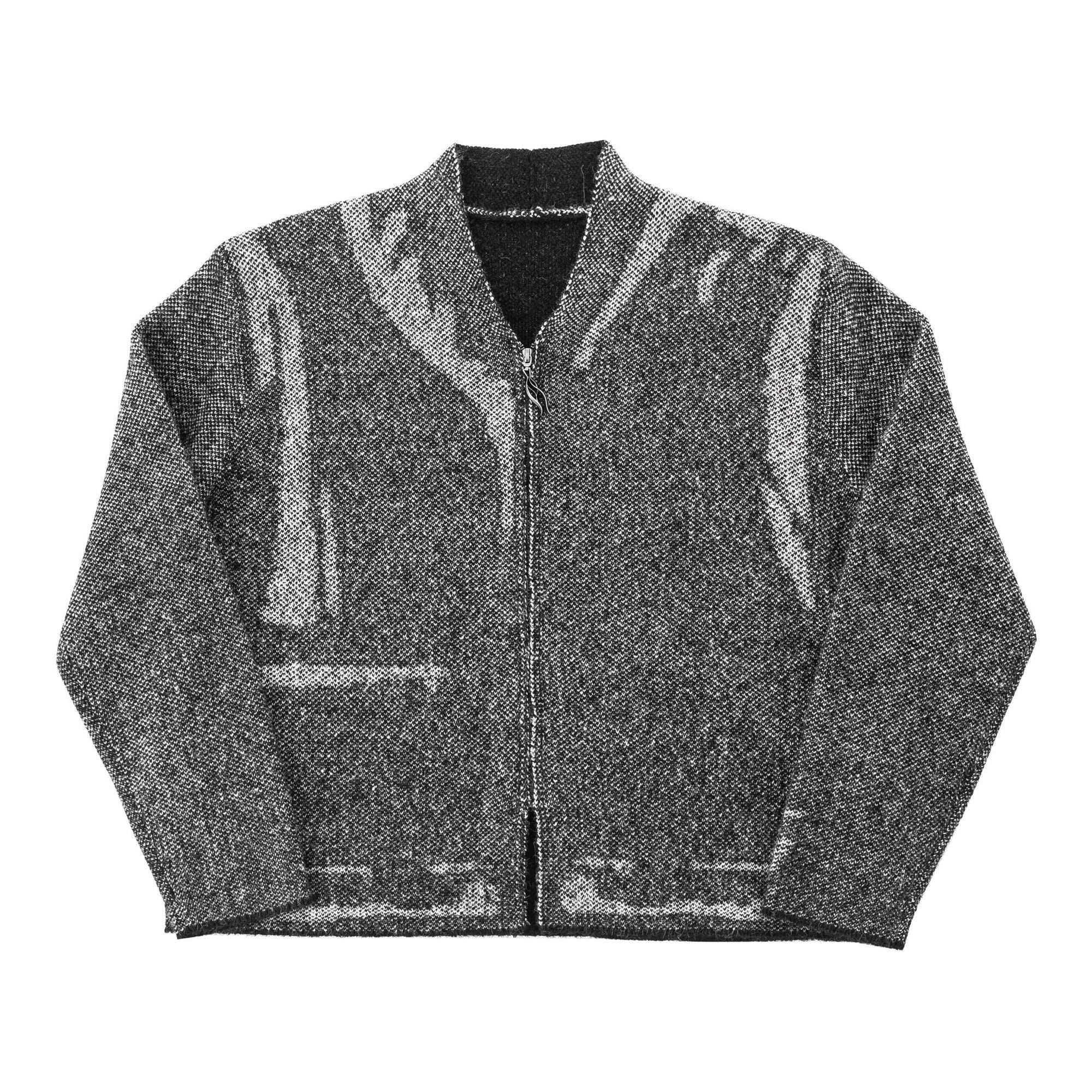 Jacquard Slub Yarn Zip Shirt Collar Casual Unisex Wool Blend Cardigans main image