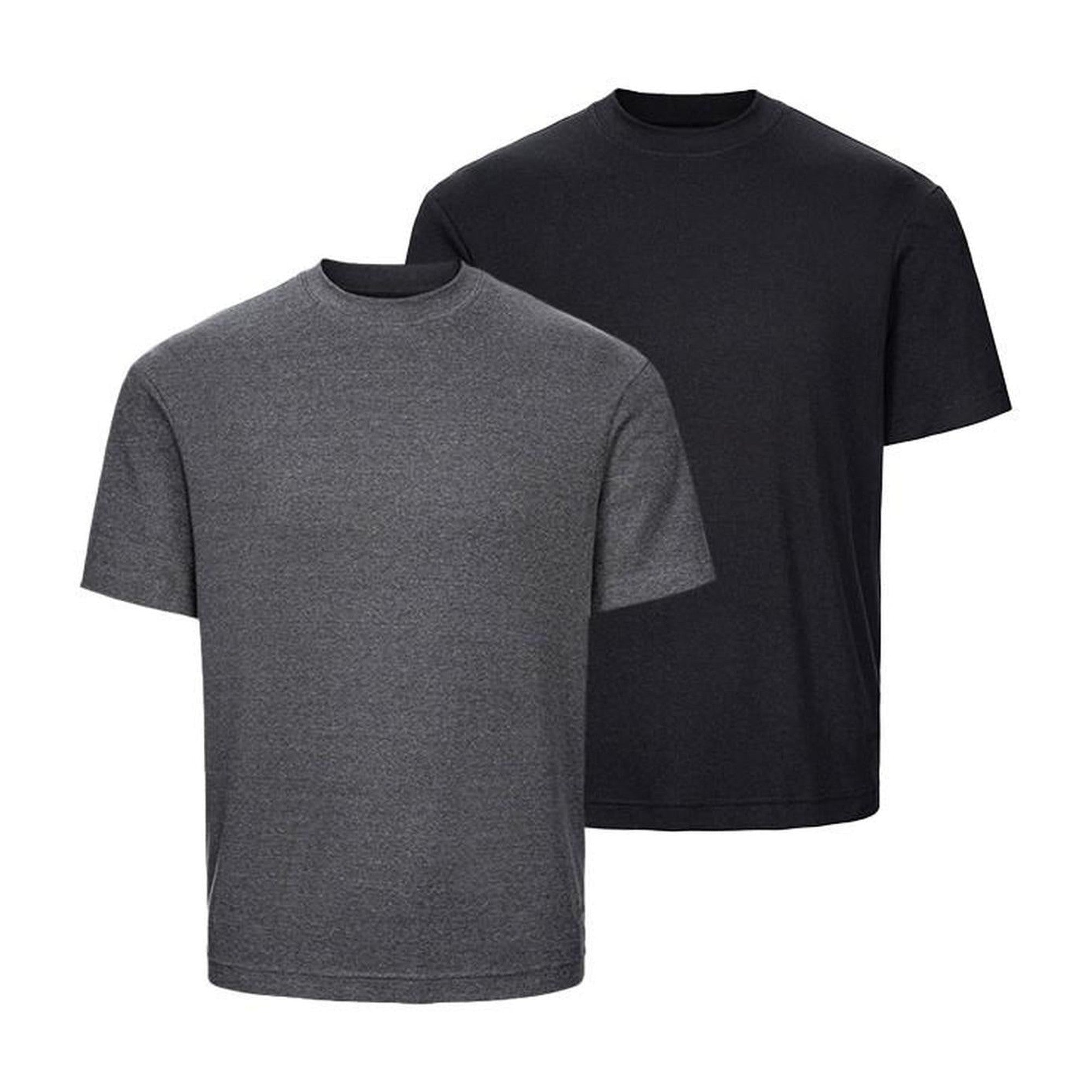 Loose Casual Round Neck Unisex Plain Black Dark Heather Short Sleeve T-Shirts main image