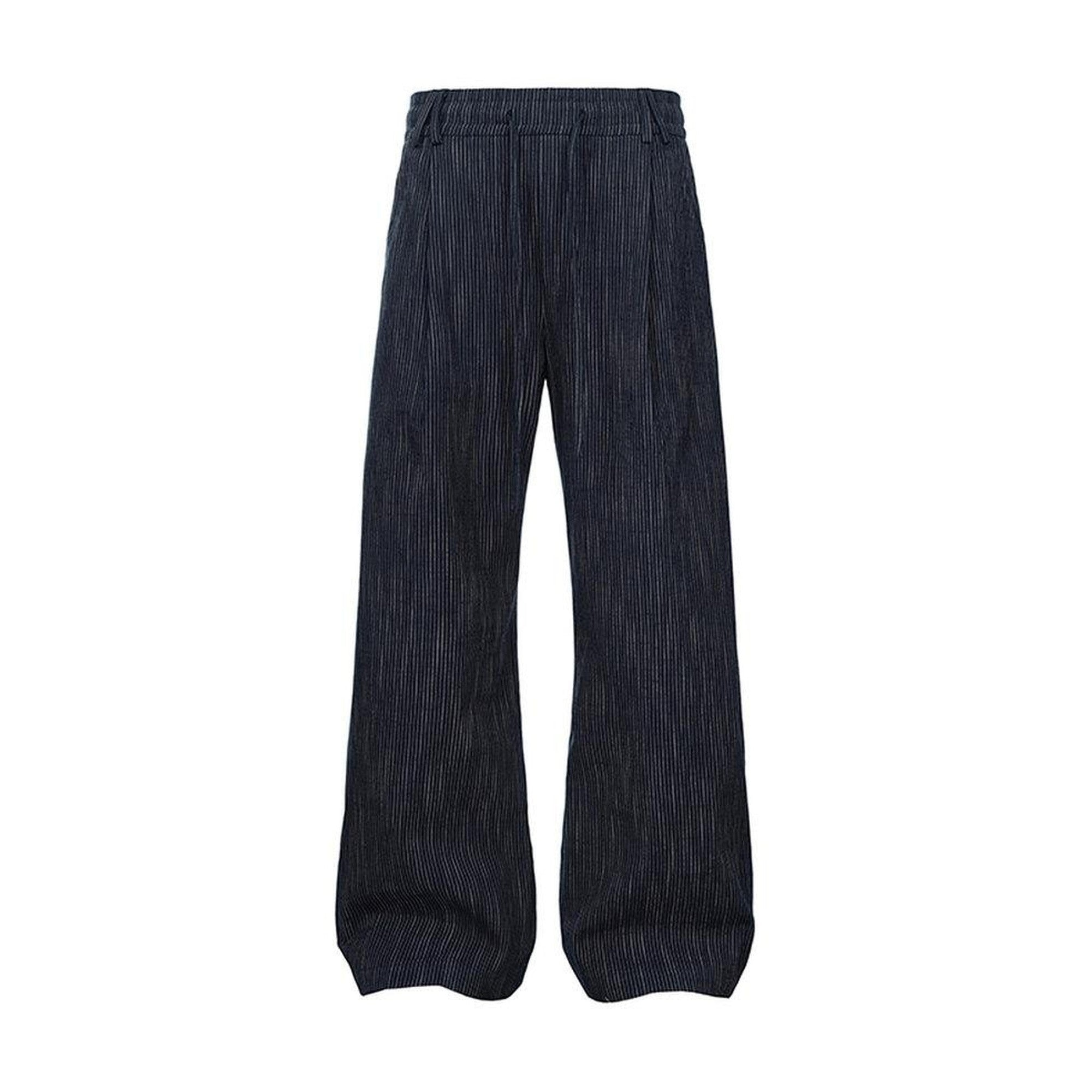 Loose Fit Double Pleat Striped Casual Youth Black Brown Wide Leg Pants main image