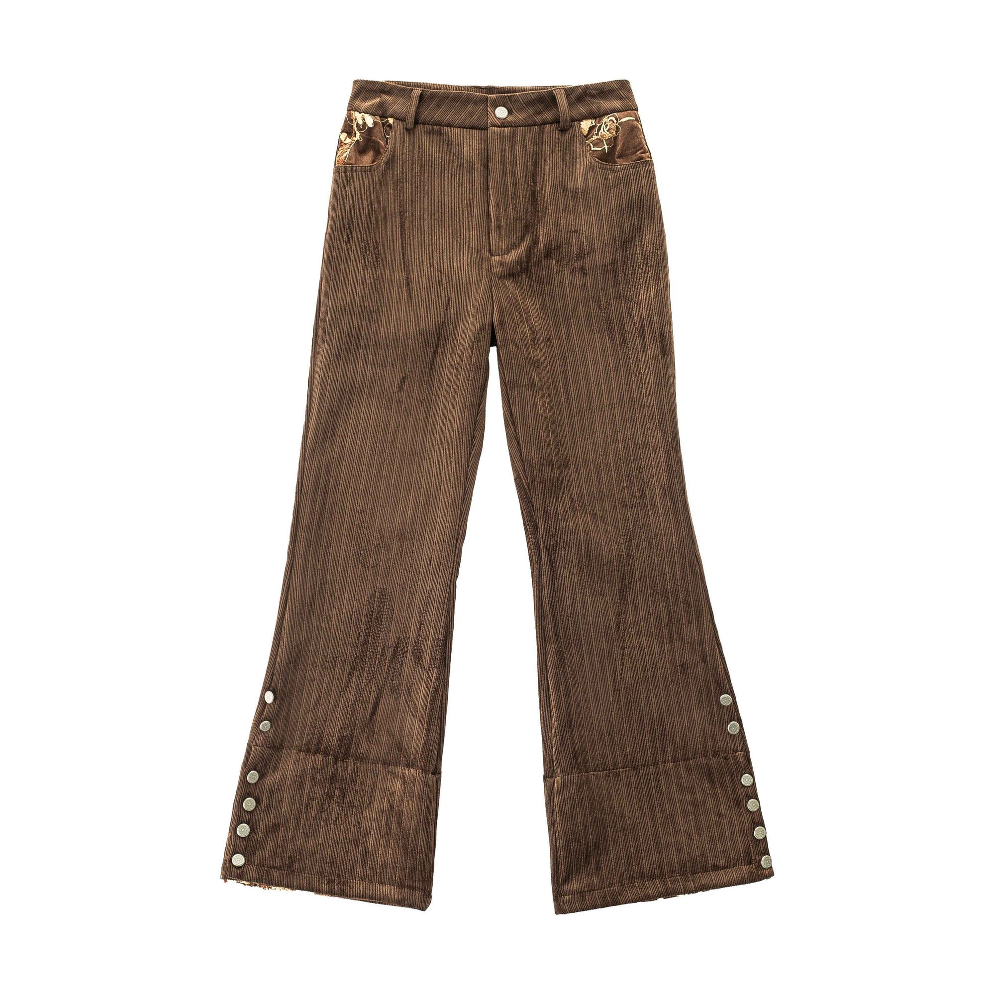 Loose Fit Edgy Urban Casual Teen Solid Brown Wide Leg Flared Pants main image