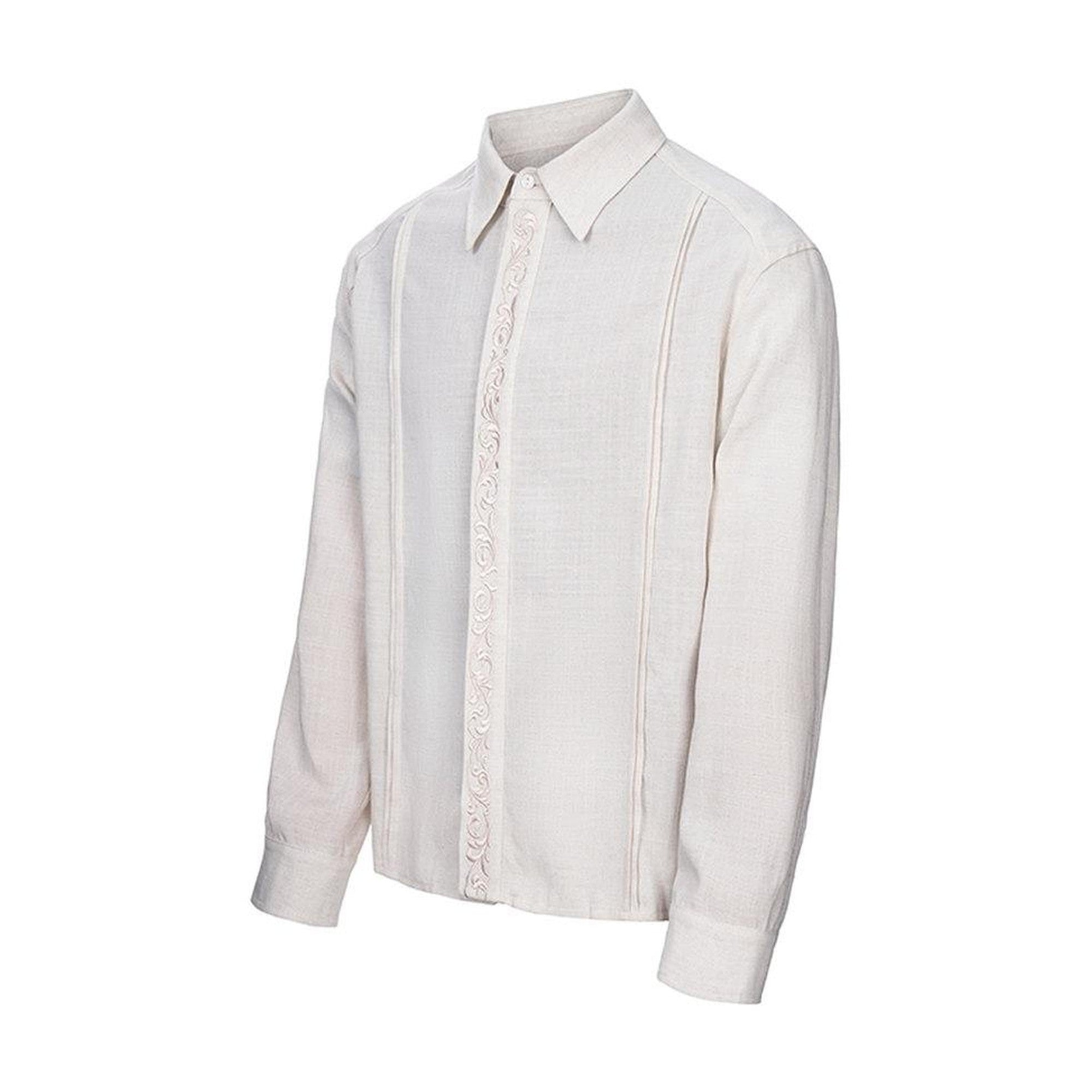 Loose Fit Long Sleeve Turn Down Collar Casual Men Button Black Linen Shirts main image