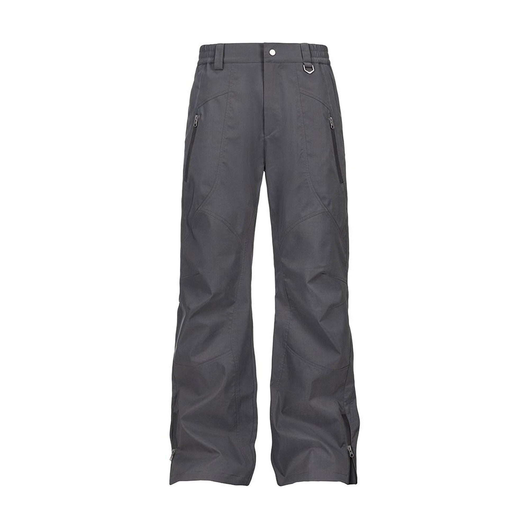 Loose Fit Straight Leg Button Fly Casual Black Grey Polyester Shell Pants main image