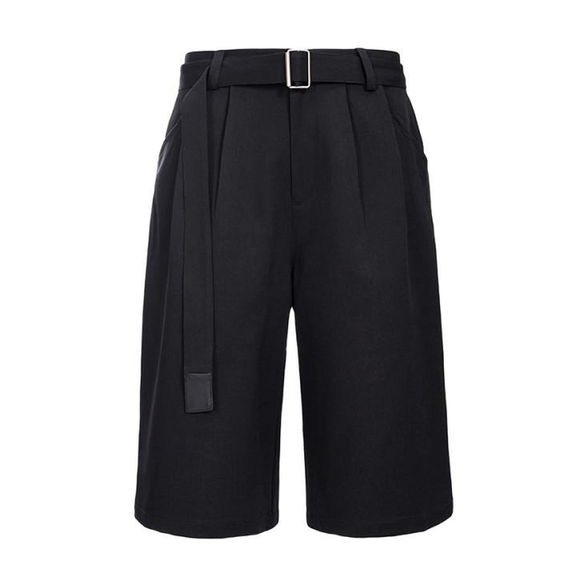 Machine Washable Loose Fit Leather Cool Youth Casual Black Gray Tailored Shorts main image