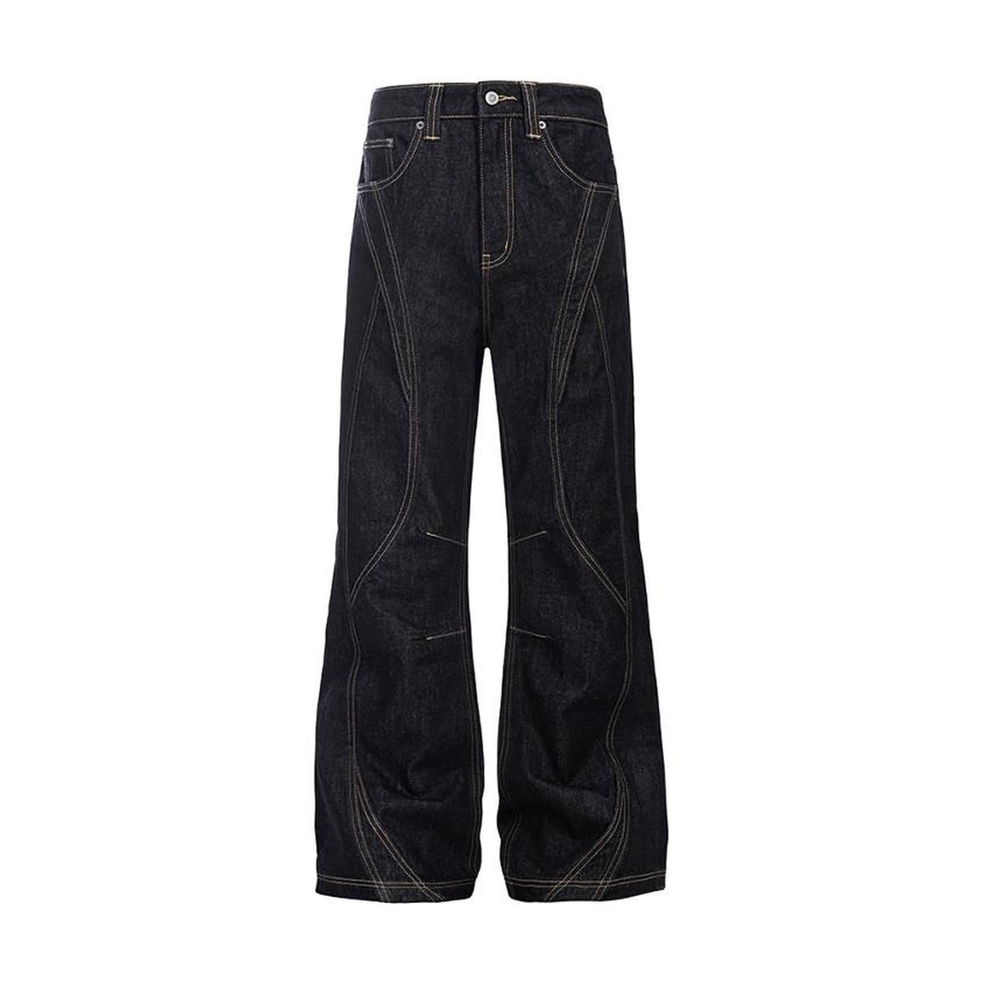Mid Low Waist Loose Straight Black Youth Casual Zipper Fly Straight Leg Jeans main image