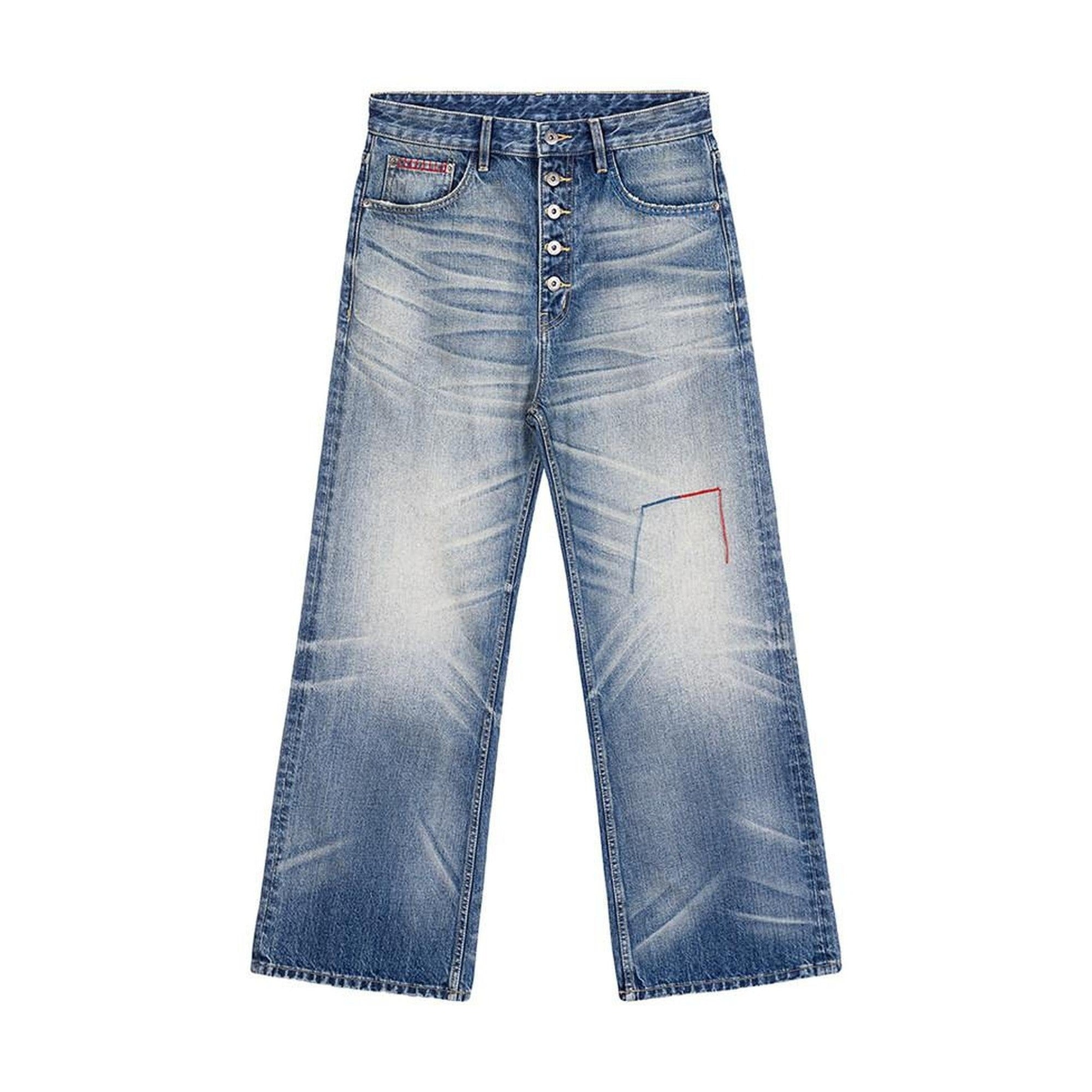 Mid Rise Five Button Casual Blue Jeans For Young Commuters Straight Leg Jeans main image