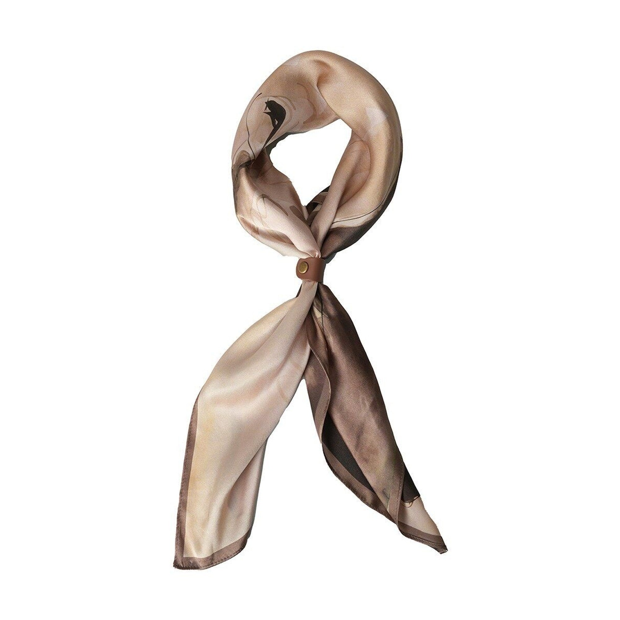 Mulberry Silk Animal Print Scarf Unisex 65Cm Beige Gift Ties & Pocket Squares main image
