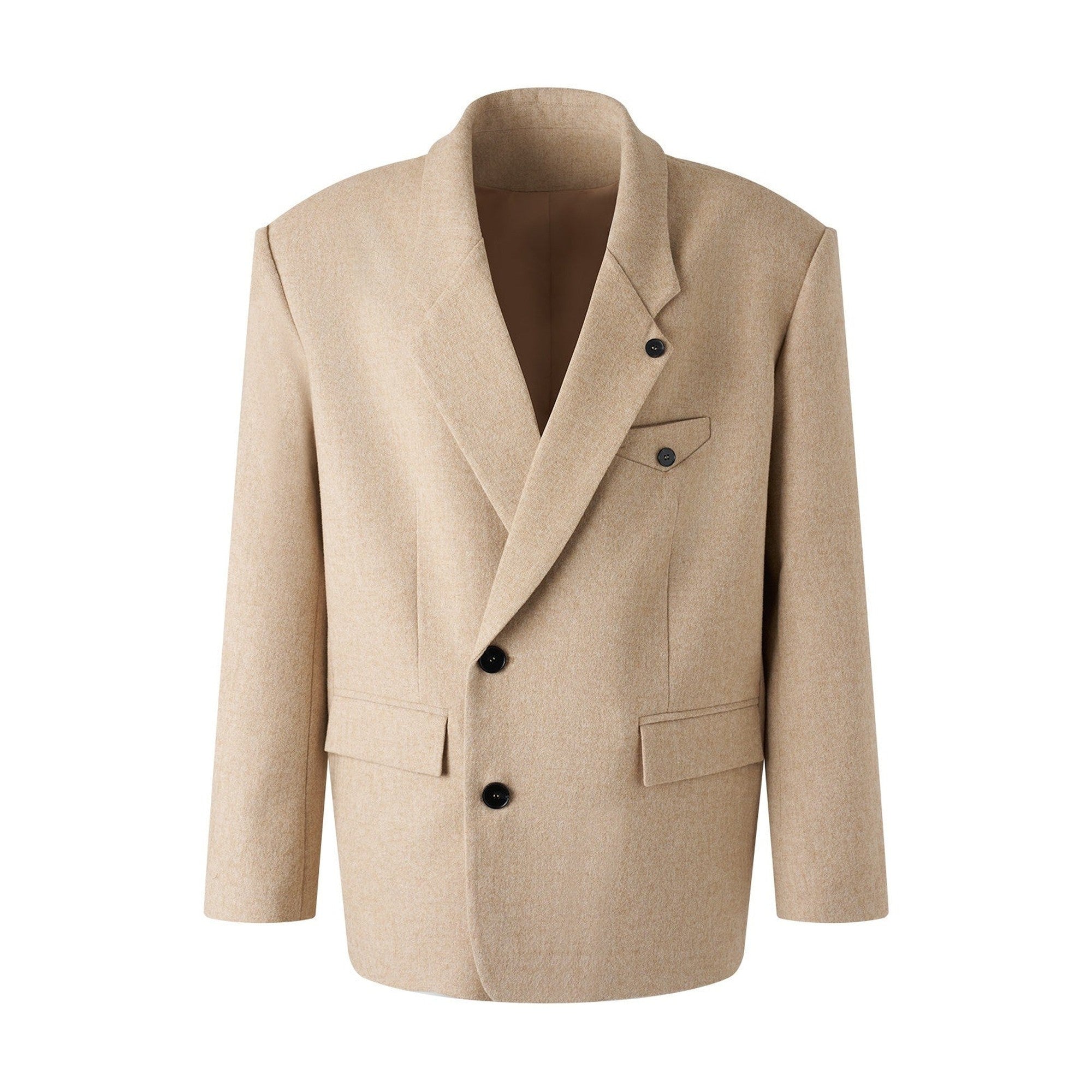 Non Iron Button Detail Vintage Loose Fit Unisex Casual Soft Oversized Blazers main image